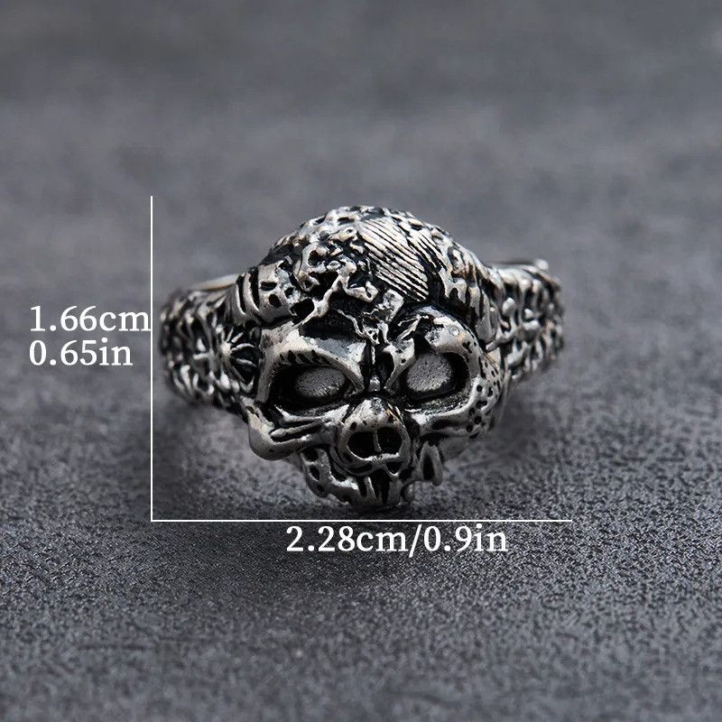 Jewelry Gothic Style Skeleton Head Ring Size ONE SIZE - 6 Thumbnail