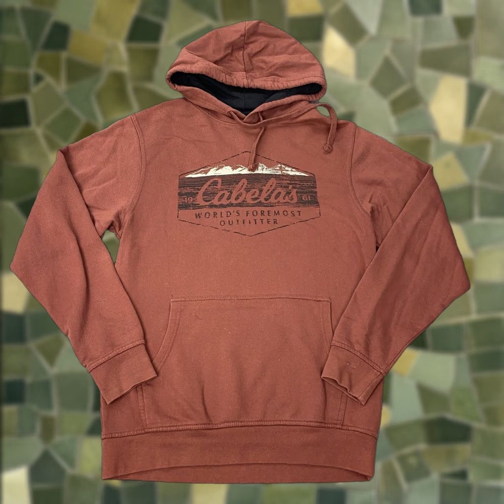 Vintage Cabela's Hoodie Mens Small Rust Brown Pullover Sweatshirt Outdoor Fleece Lined Size US S / EU 44-46 / 1 - 1 Thumbnail