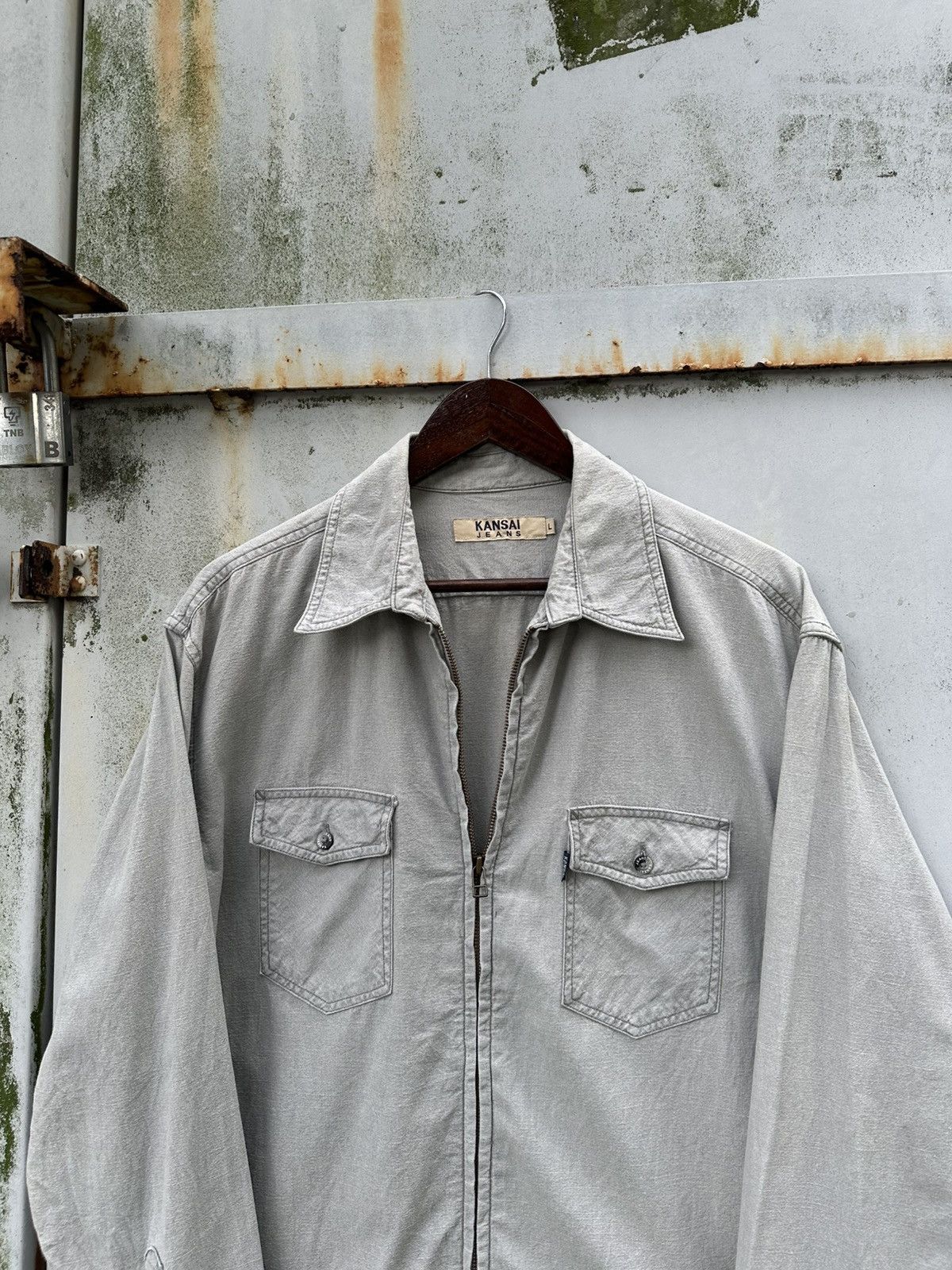 Kansai Yamamoto 👹Vintage 90s Kansai Yamamoto Zipper Shirt Size US L / EU 52-54 / 3 - 4 Thumbnail