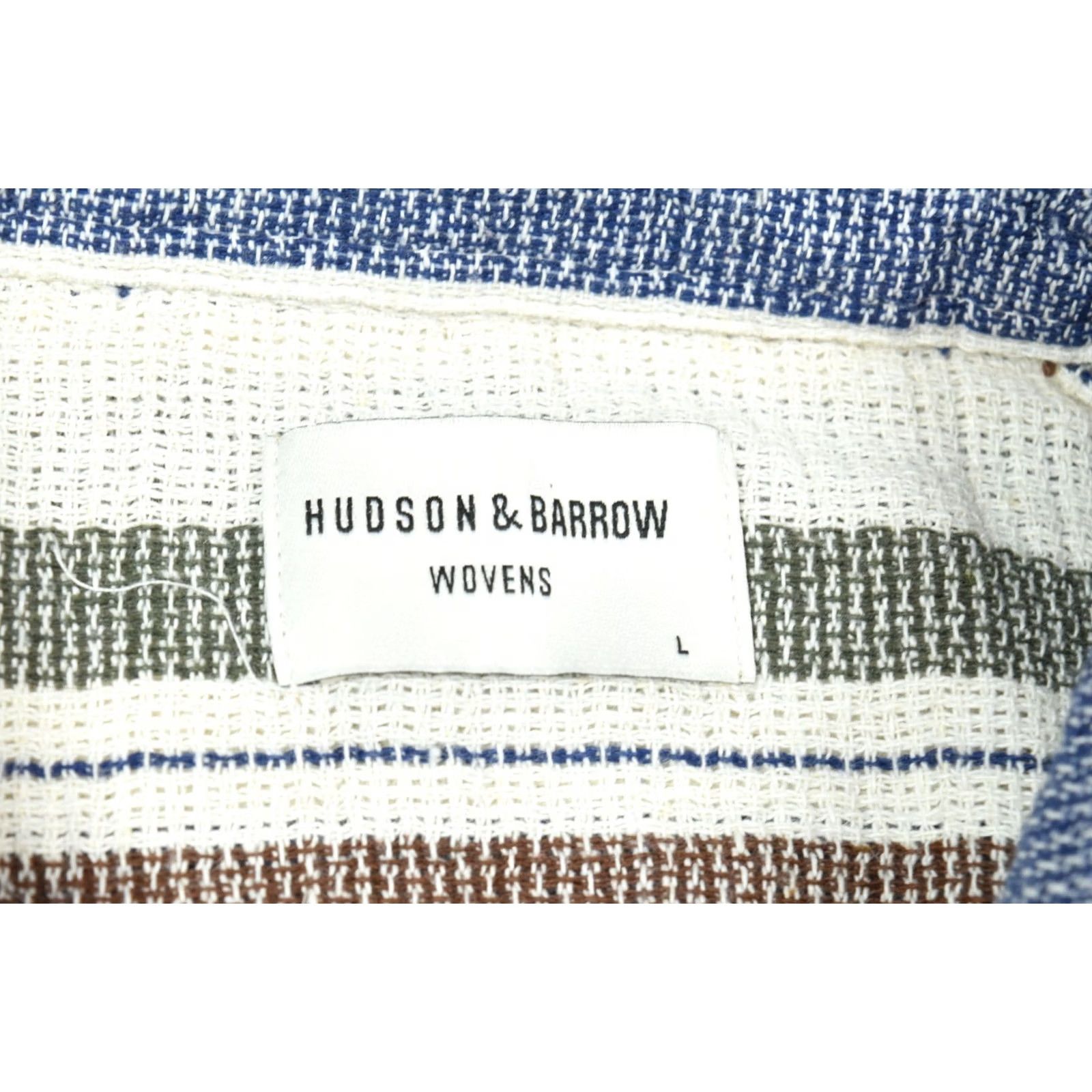 Hudson Hudson & Barrow Wovens Shirt Mens Large Cotton Button-Up Slim Fit Short Sleeve Size US L / EU 52-54 / 3 - 6 Thumbnail