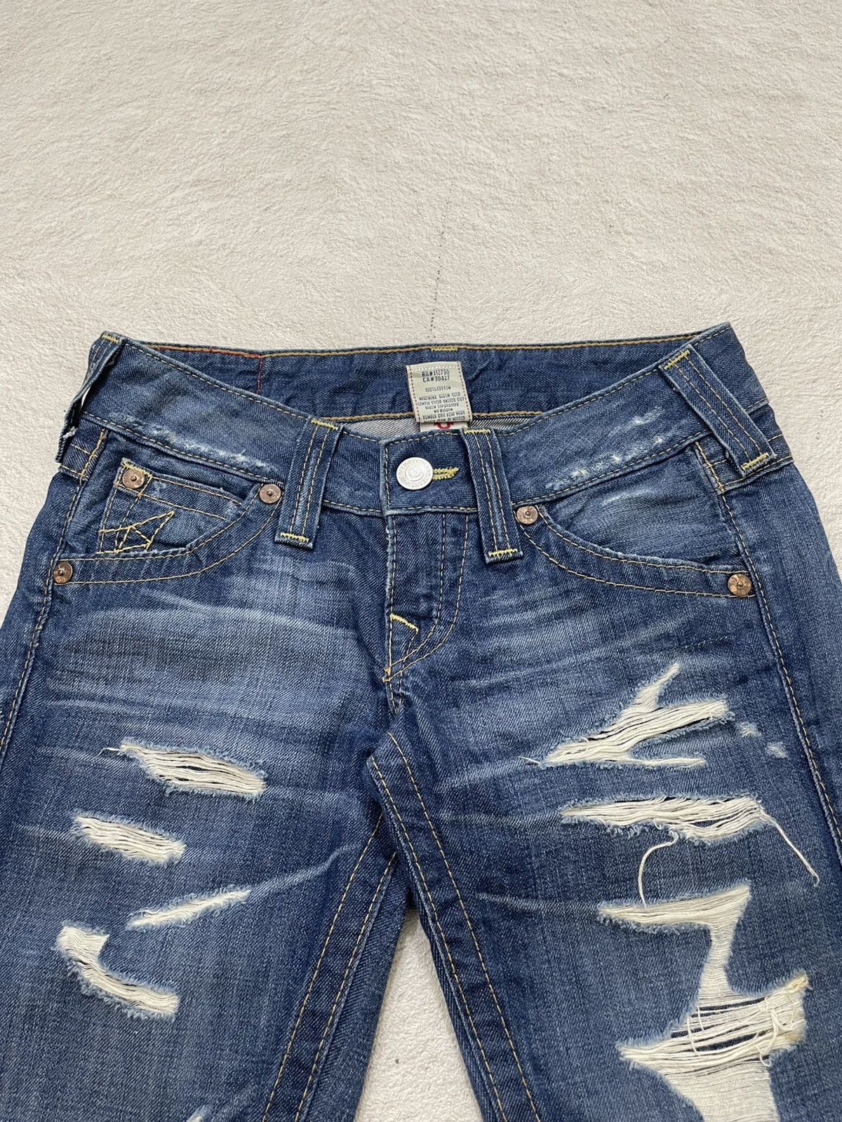 Japanese Brand 2000s Diesel Flare Denim Ripped Bootcut Jeans Wash Y2K Size US 28 / EU 44 - 5 Thumbnail