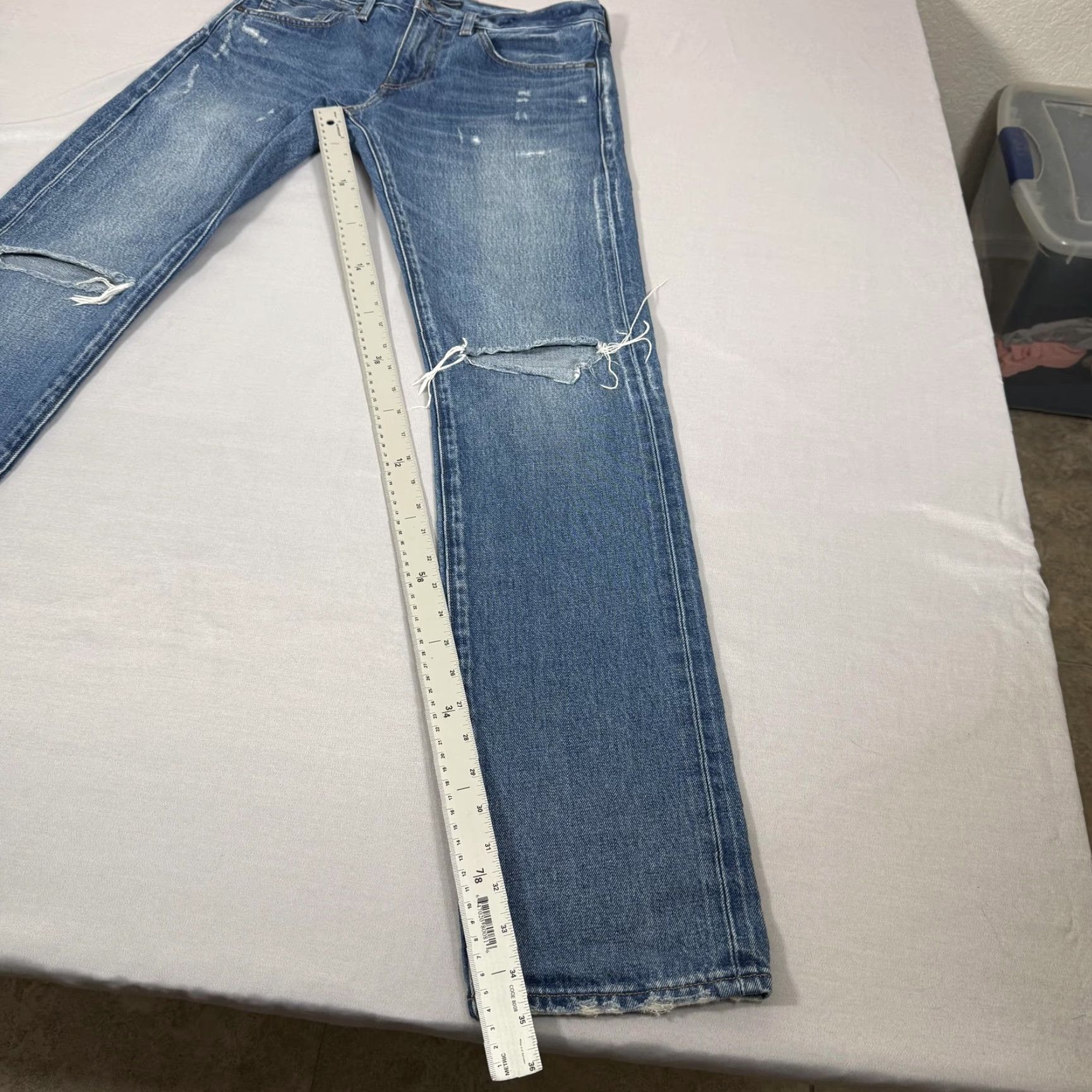 Levi's VINTAGE Levis Jeans Mens 31x34 Blue Made Crafted Levi's 511 Slim Jeans Denim Zip Fly Distressed Selvedge 100% Cotton Japan Men Size US 31 - 6 Thumbnail