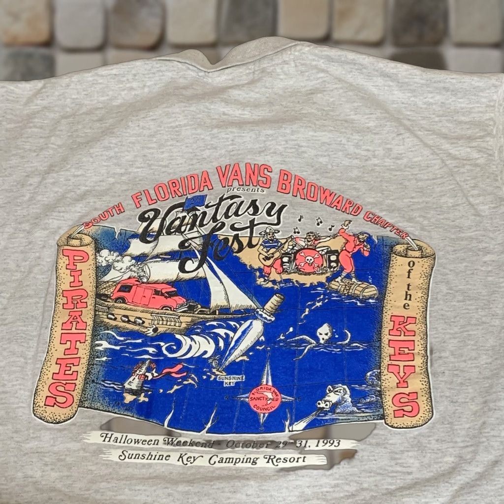 Anvil VINTAGE Vantasy Fest 1993 Polo Shirt Men’s Large FL Keys Fantasy Fest Shirt Polo Cotton Blend Gray 1990s Mens Size US L / EU 52-54 / 3 - 1 Thumbnail