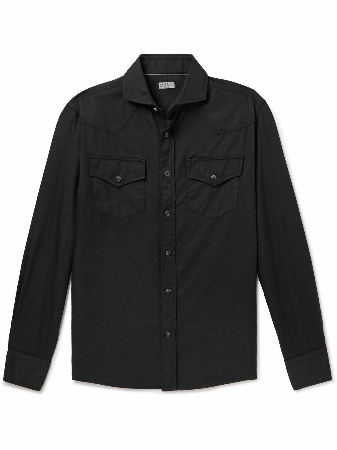Brunello Cucinelli o1y0526 Solid Color Shirt in Black Size US XS / EU 42 / 0 - 1 Thumbnail