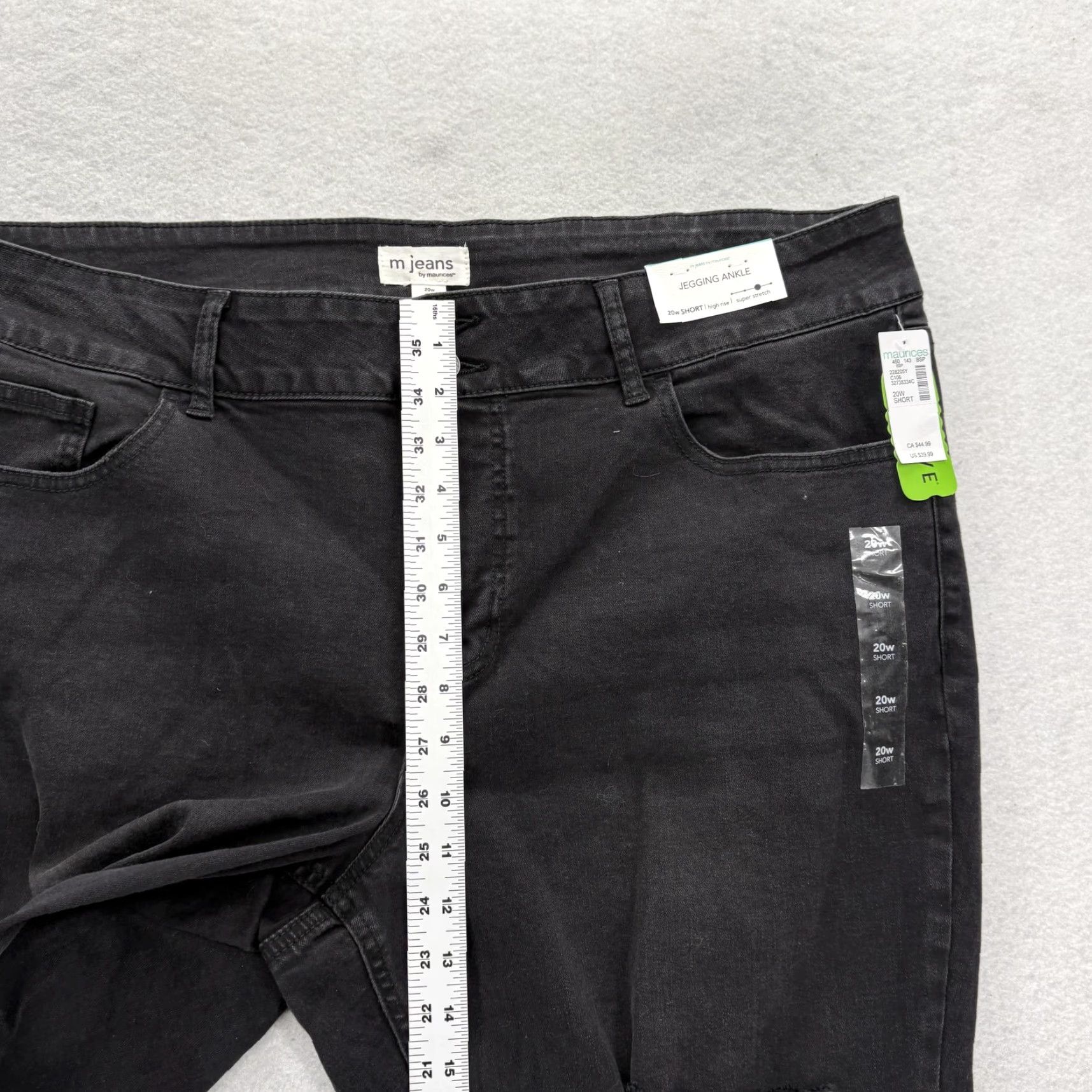 Vintage Maurices M Jeans Jegging Ankle Black High Rise Distressed Women 20W Short Jeans Slim Pockets 5-Pocket Denim Cotton Polyester Spandex Size 42" / US 20 - 7 Thumbnail