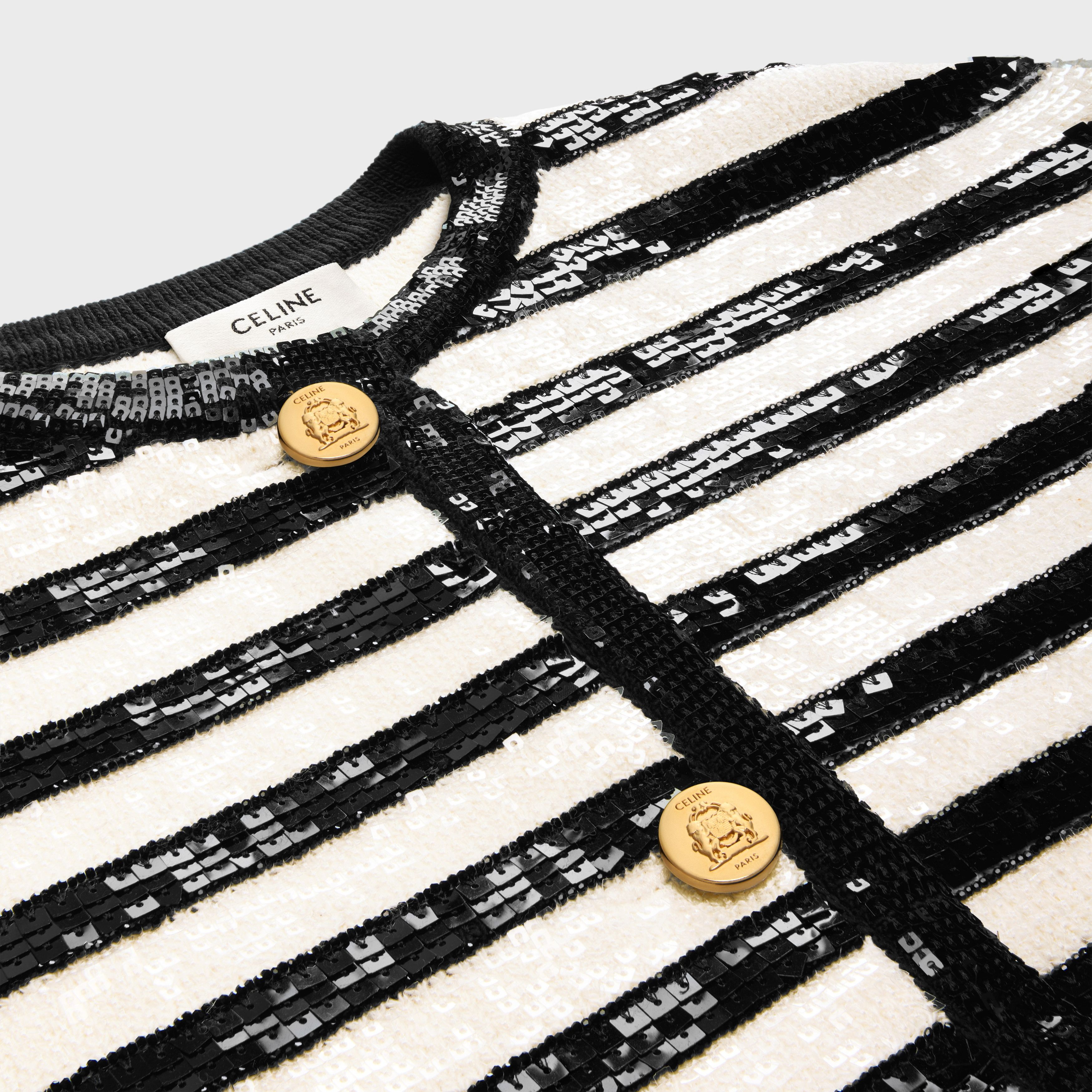 Celine o1bcso1str0725 2AE4P8 Cardigan in Ecru/Black Size XS / US 0-2 / IT 36-38 - 3 Thumbnail
