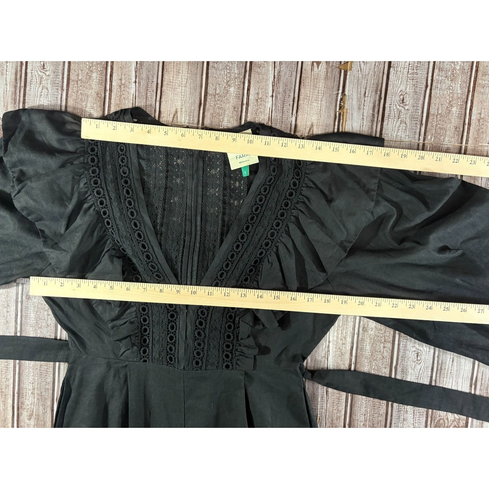 Farm Rio Farm Rio Lace And Ruffles Jumpsuit Size S Color Black NWT ms Size 28" / US 6 / IT 42 - 5 Thumbnail