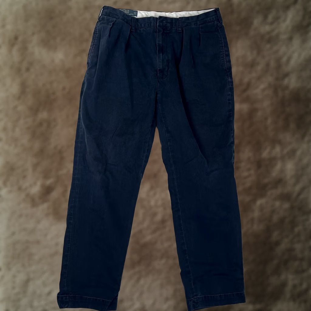 Polo Ralph Lauren Polo Ralph Lauren Ethan Pant Mens 36x32 Blue Pleated Chino Classic Fit Casual Size US M / EU 48-50 / 2 - 1 Thumbnail