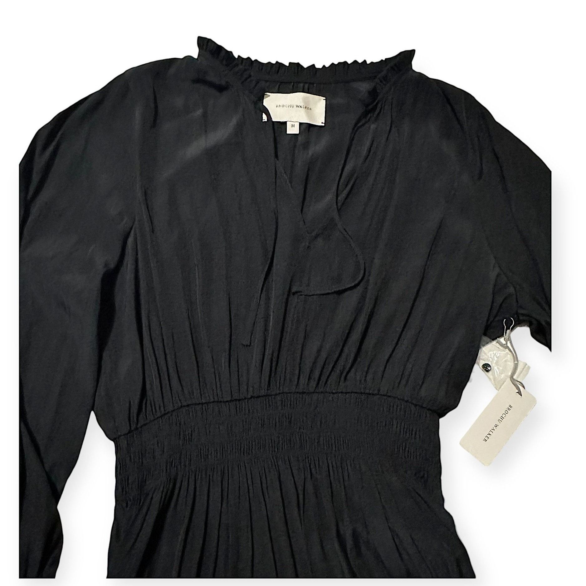 Brochu Walker Brochu Walker The Olivia Smocked Dress, Black Onyx, Size M, Size M / US 6-8 / IT 42-44 - 7 Thumbnail