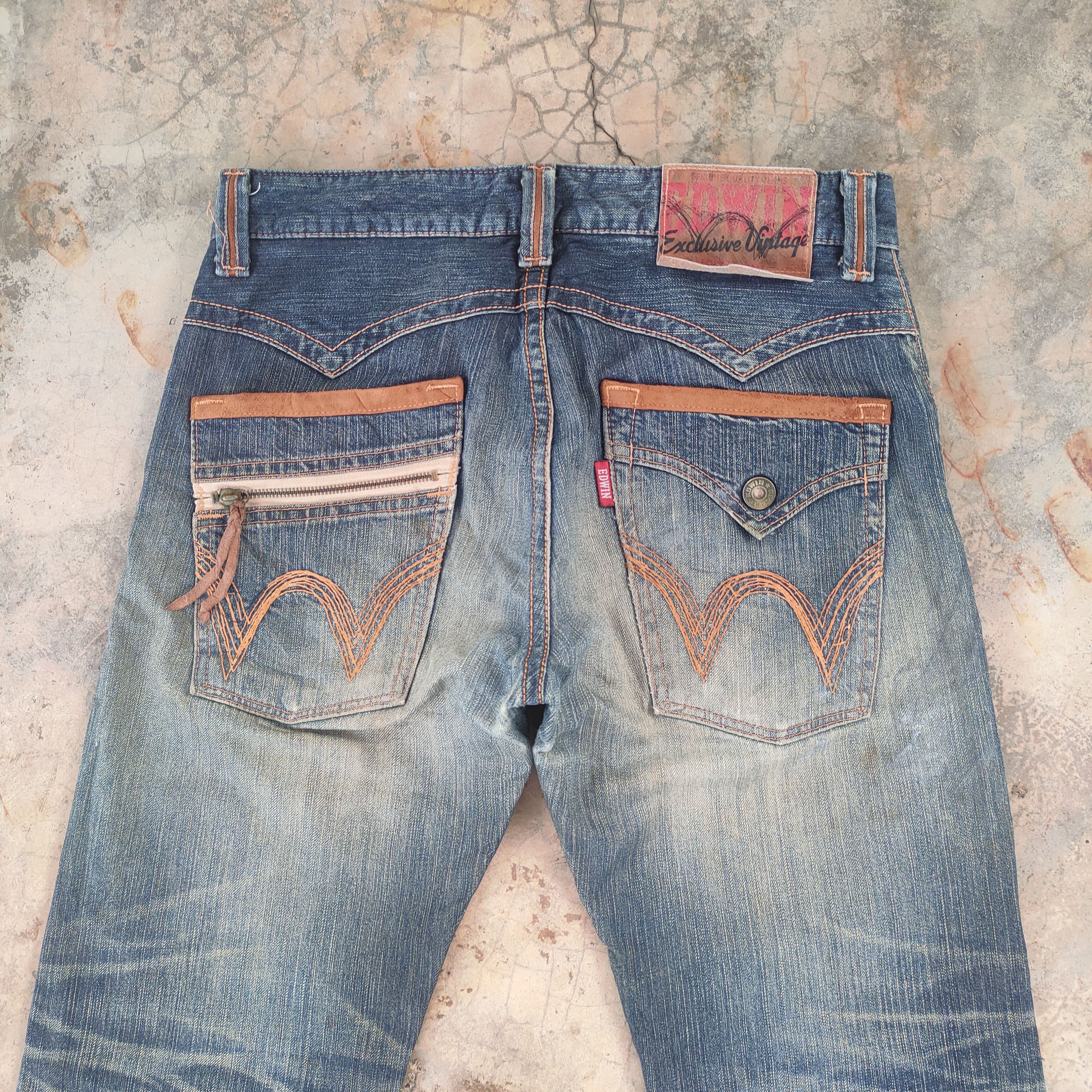 Edwin VINTAGE EDWIN RUSTY FADED RIPPED DISTRESSED JEANS PANTS Size US 34 / EU 50 - 10 Thumbnail