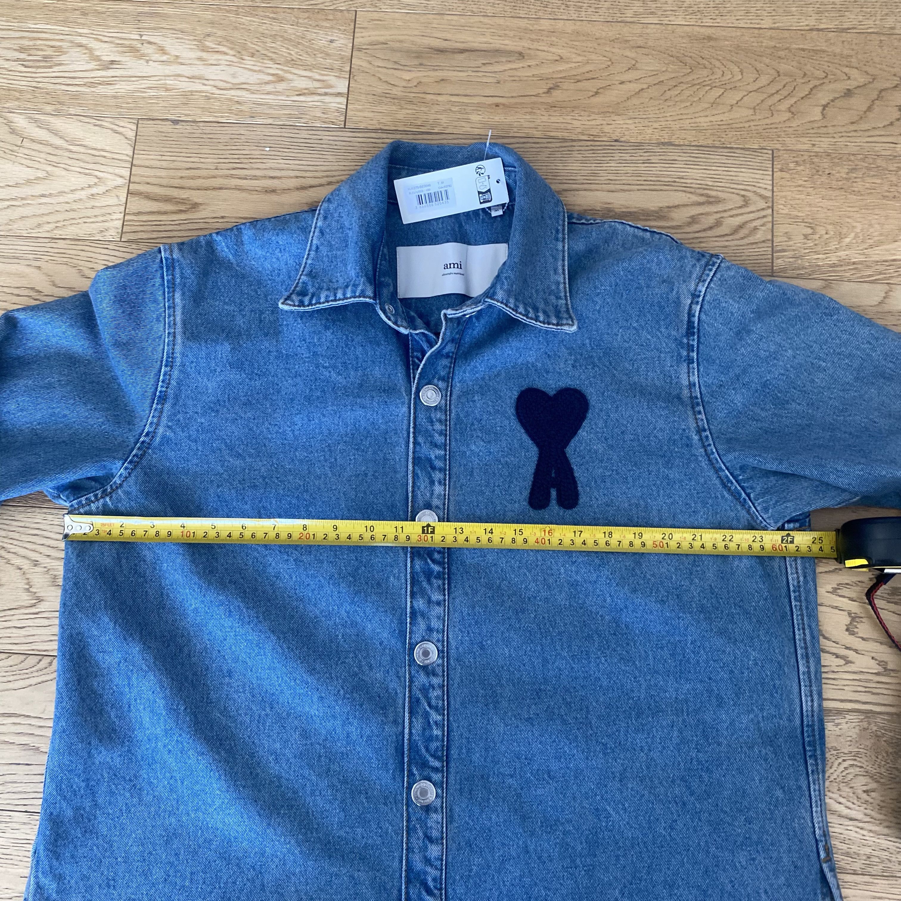 AMI Ami Paris Coeur Denim Overshirt Button Down Shirt Oversized Size US M / EU 48-50 / 2 - 11 Thumbnail