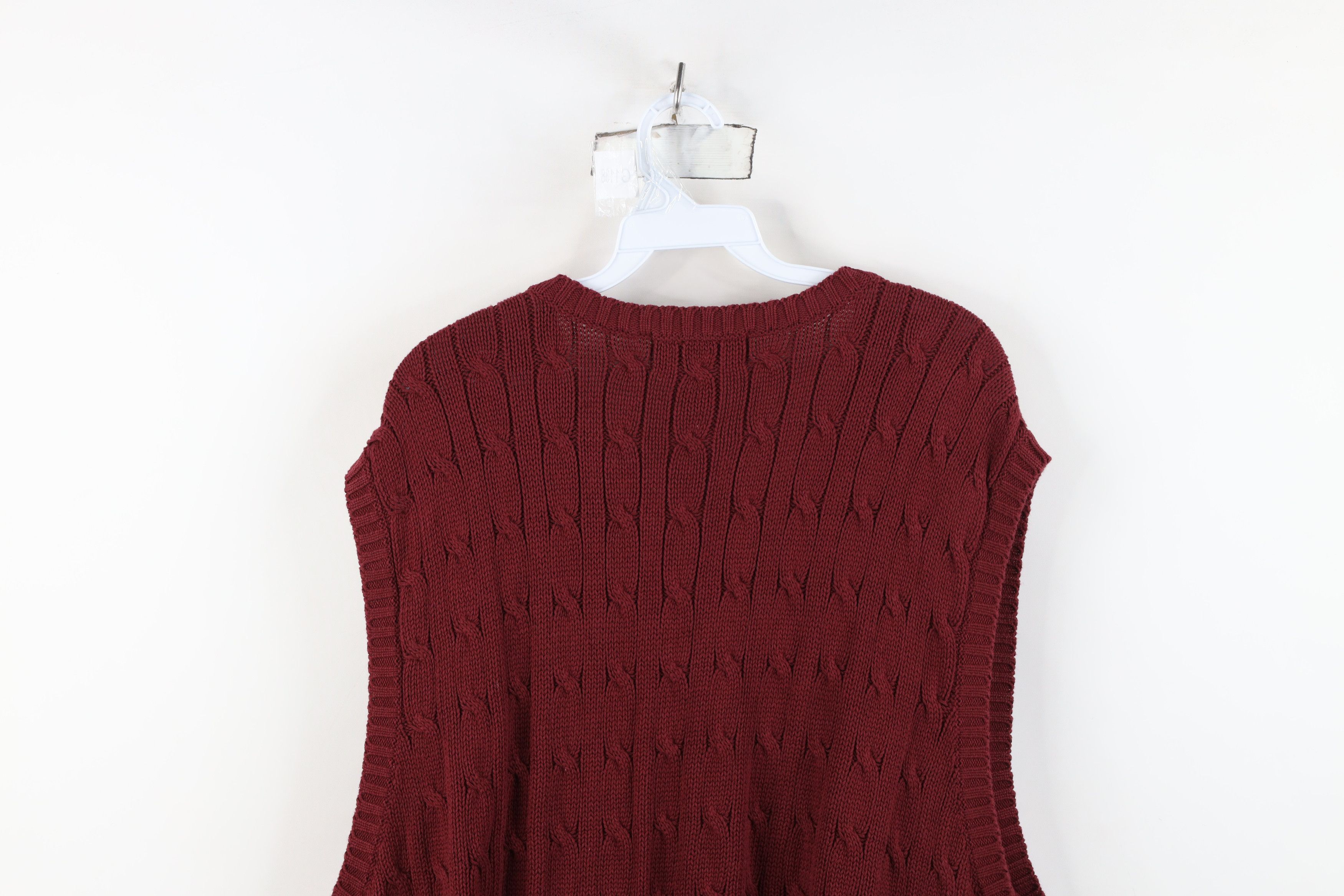 Vintage Deadstock Vintage 90s Streetwear Cable Knit Sweater Vest Red Size US XL / EU 56 / 4 - 8 Thumbnail