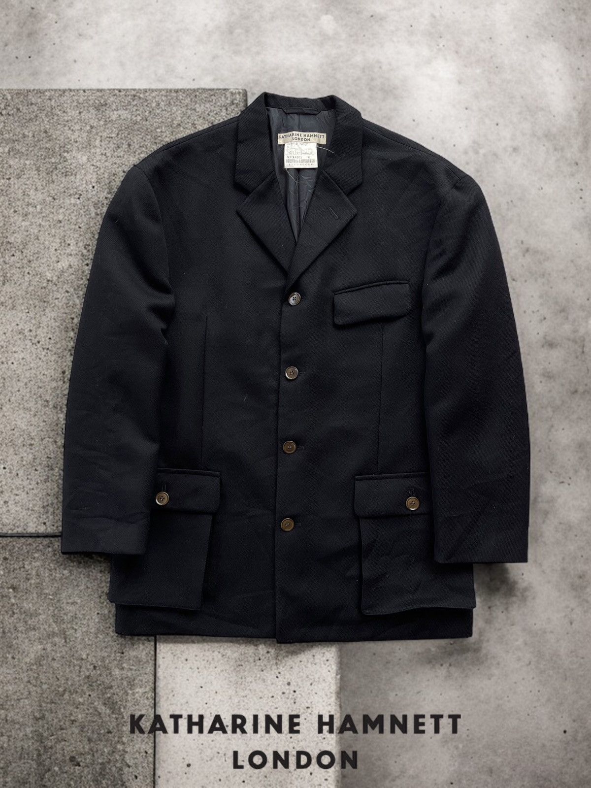 Katharine Hamnett London 🔥VINTAGE KATHARINE HAMNETT LONDON WOOL BUTTON SUIT BLACK Size US M / EU 48-50 / 2 - 1 Thumbnail