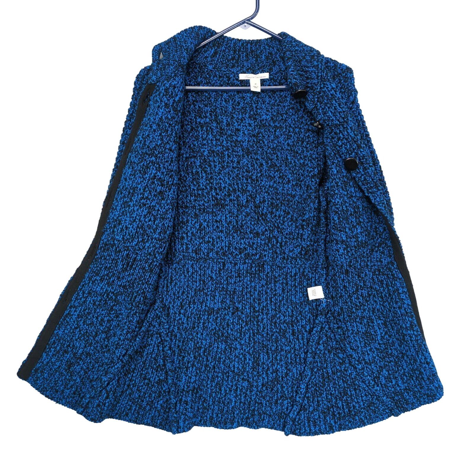 Kenneth Cole Kenneth Cole NY Womens M Wool-Blend Blue Black Knit Cardigan Size M / US 6-8 / IT 42-44 - 4 Thumbnail