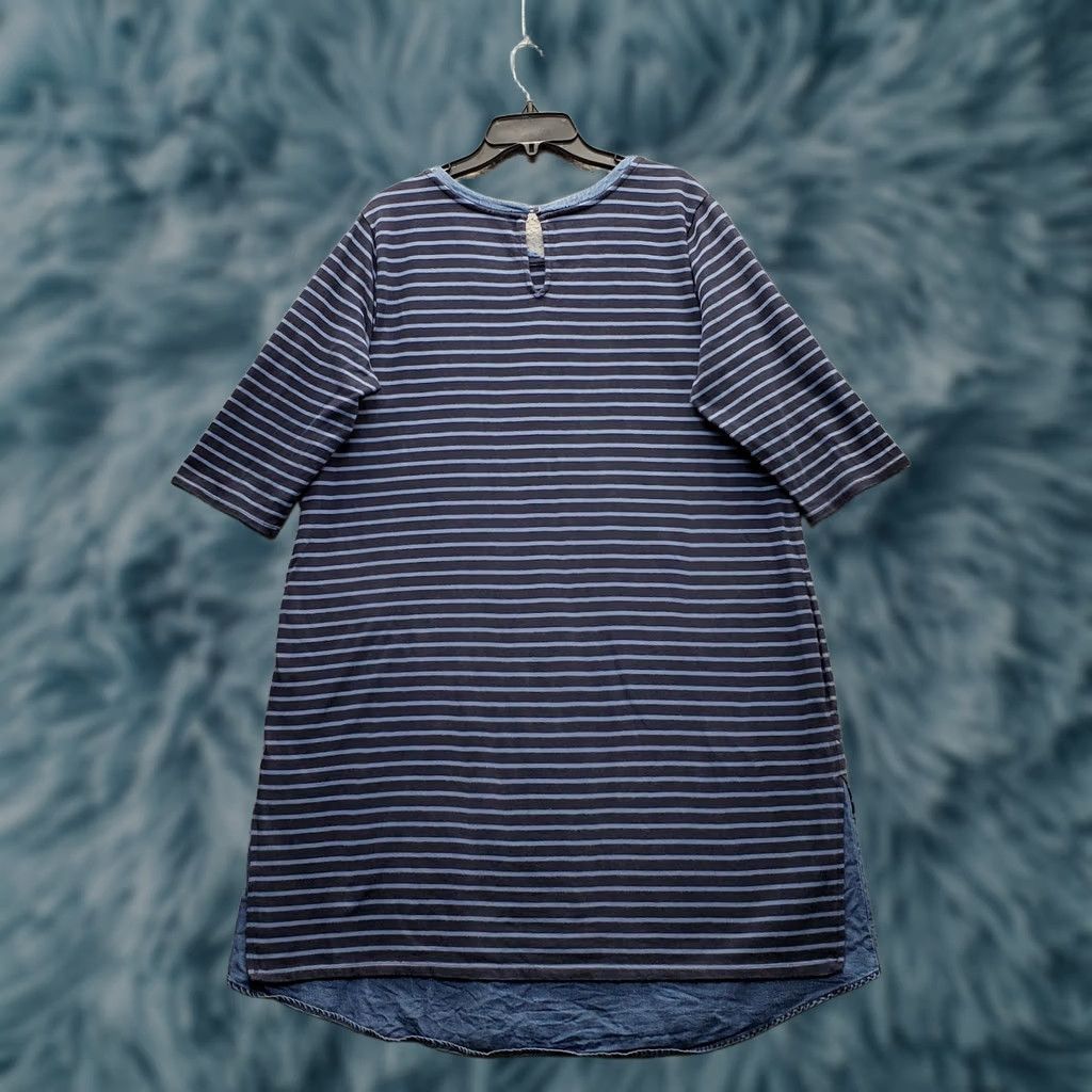 J. Jill J. Jill T-Shirt Dress Womens 1X Multi Striped 3/4 Sleeve Round Hem Keyhole Back Size XL / US 12-14 / IT 48-50 - 1 Thumbnail