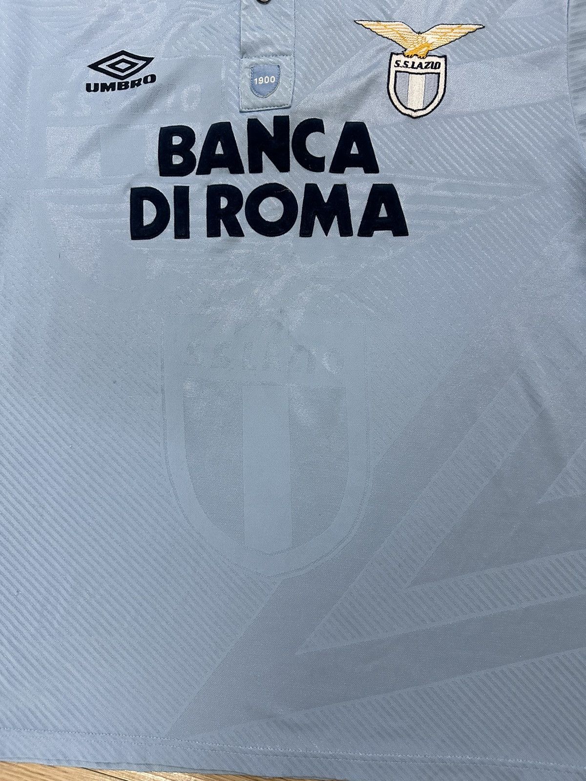 Umbro × Vintage Vintage 1995 Lazio Banca Di Roma Home Kit Umbro Jersey Size US L / EU 52-54 / 3 - 14 Thumbnail