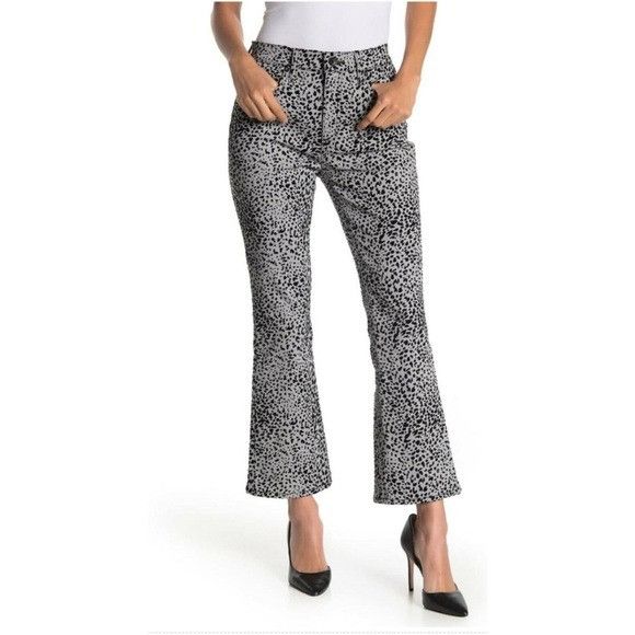 Designer Rag Bone Hana Jeans Gray High Rise Velvet Cheetah Bootcut Cr Size 24" / US 00 / IT 34 - 3 Thumbnail