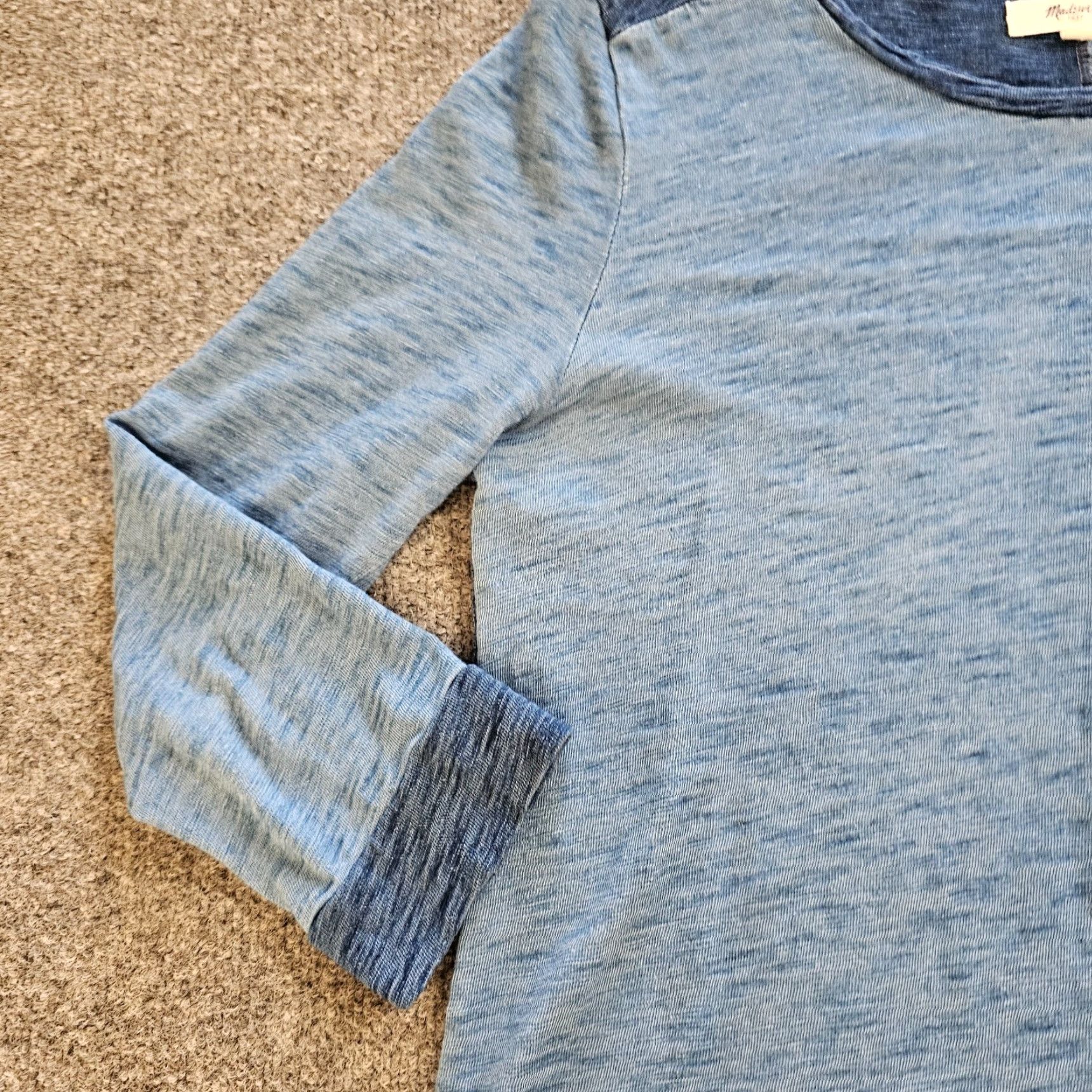 Madewell Madewell Shirt Womens Large Blue Long Sleeve Colorblock Knit Basic Size L / US 10 / IT 46 - 4 Thumbnail