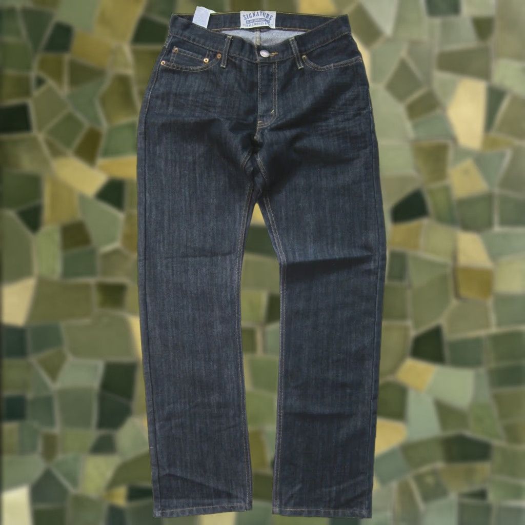 Levi's Levi's Signature Cotton Stretch Dark Wash Slim Straight Fit Jeans Men 30 Size US 30 / EU 46 - 1 Thumbnail