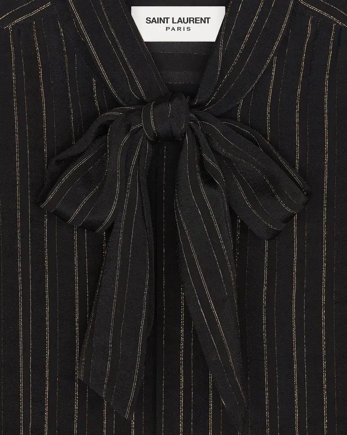 Saint Laurent Paris o1bcso1str1124 Lavalliere-Neck Shirt in Black Size US XXL / EU 58 / 5 - 4 Thumbnail
