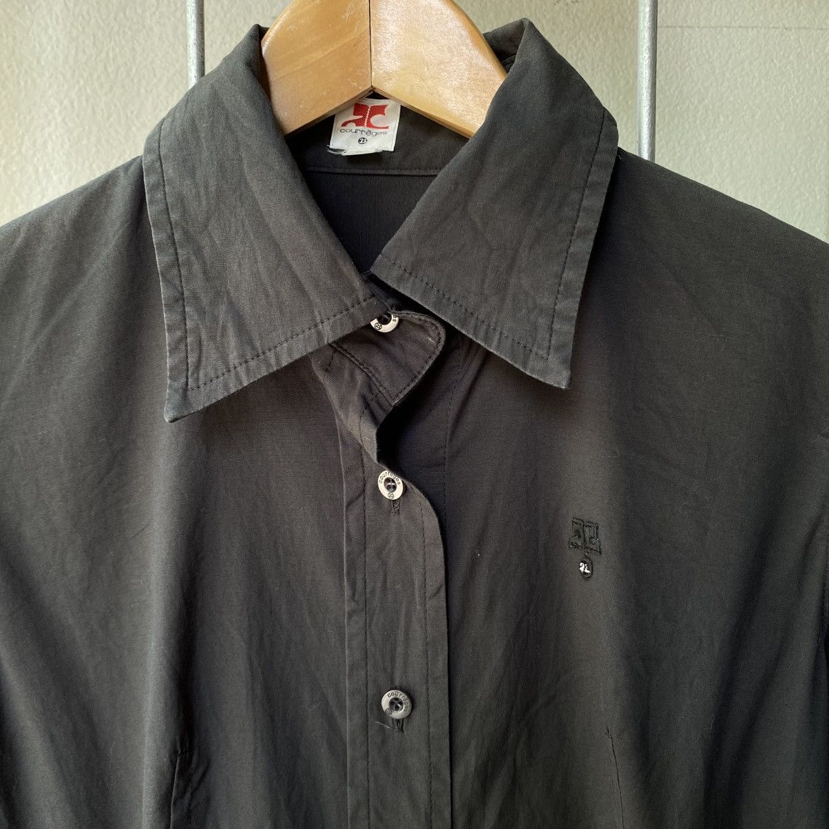 Courreges Courreges Black Fitted Elegant Collar Shirt Size XS / US 0-2 / IT 36-38 - 4 Thumbnail