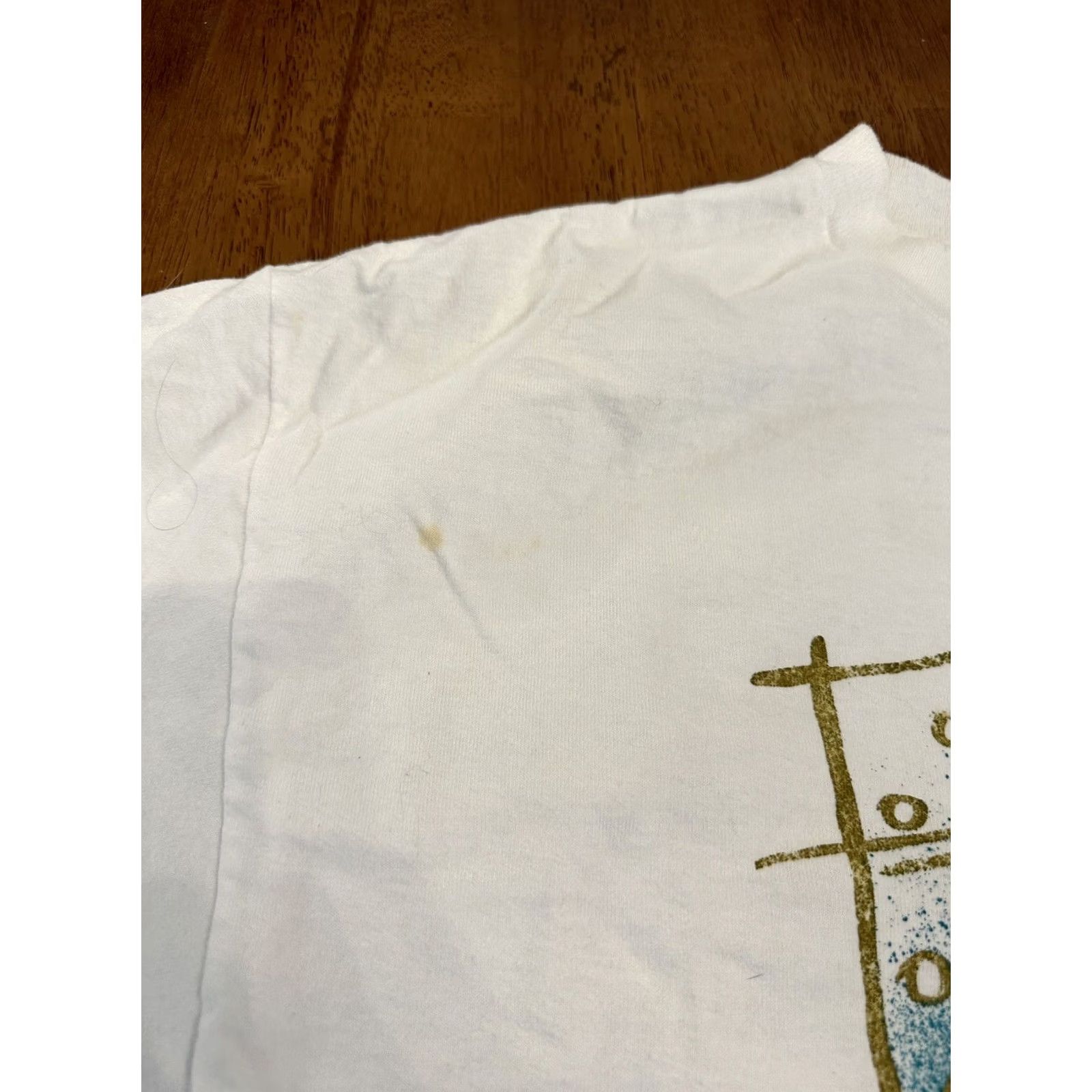 Vintage VINTAGE Diamond Dust Tropical Fish Shirt Mens XL White Cotton Single Stitch T 90s Solid Crew Neck Short Sleeve Stained Size US XL / EU 56 / 4 - 6 Thumbnail
