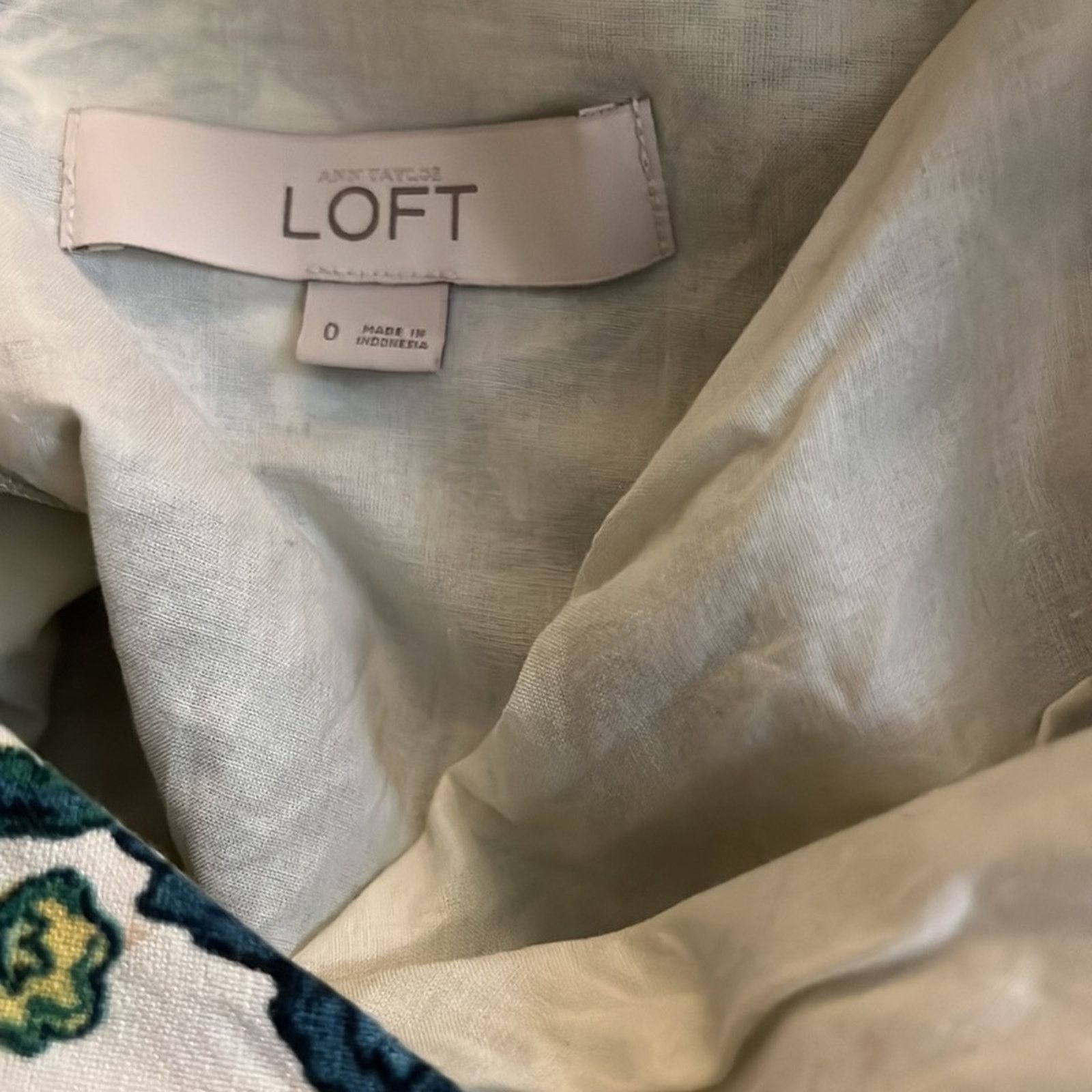 Loft LOFT Blue Floral Linen Blend Shift Dress Size 0 Size XS / US 0-2 / IT 36-38 - 8 Thumbnail