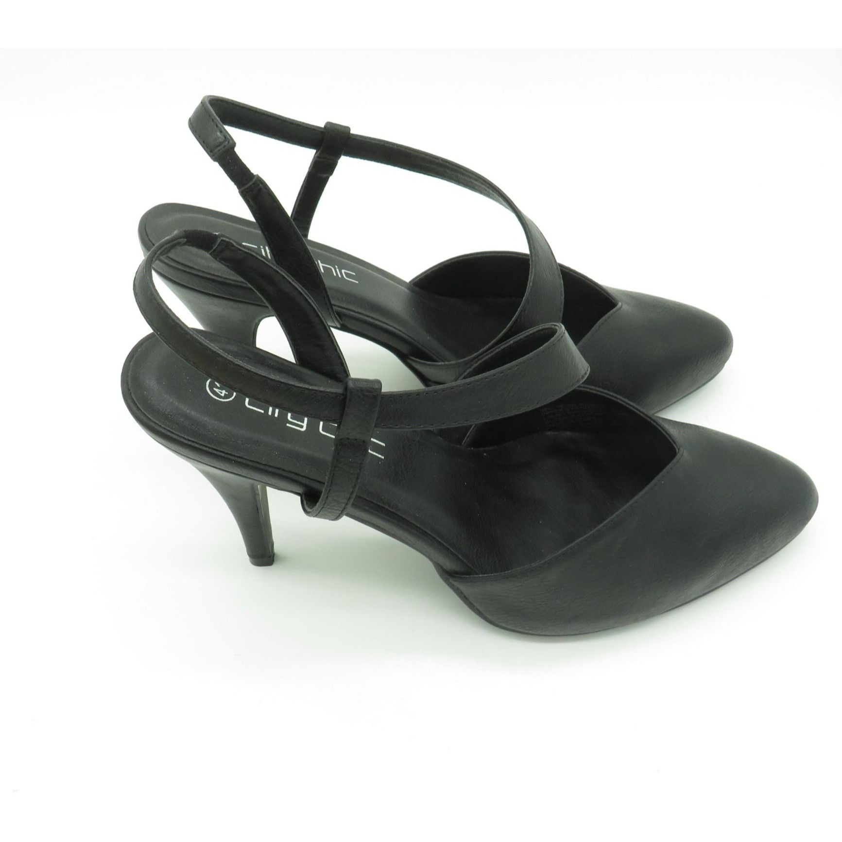 Other City Chic Black Faux Leather Pointed Toe Slingback Heels 10 Size US 10 / IT 40 - 1 Thumbnail