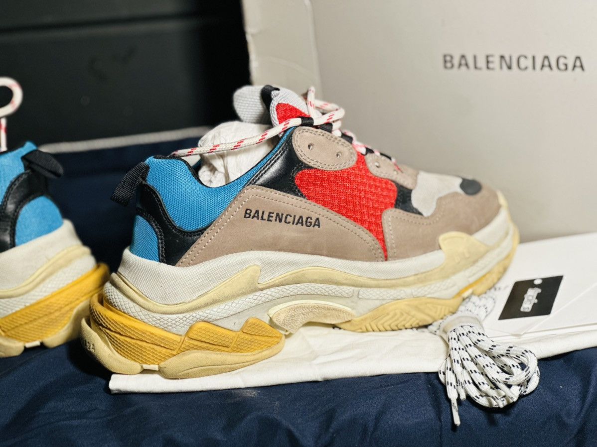 Balenciaga Balenciaga Triple S Grey Red Blue Size US 7 / EU 40 - 4 Thumbnail