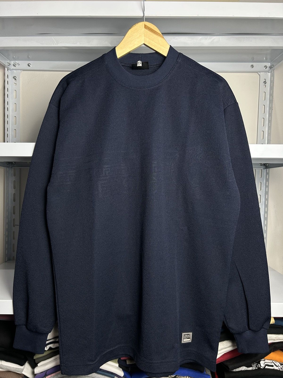 Versace Vintage Versace logo Navy longsleeve Size US L / EU 52-54 / 3 - 1 Thumbnail