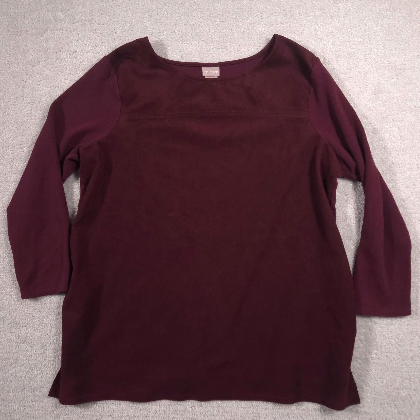 Vintage Chico's Shirt Womens Large Red Boat Neck 3/4 Sleeve Tunic Top Knit Solid Size L / US 10 / IT 46 - 2 Thumbnail