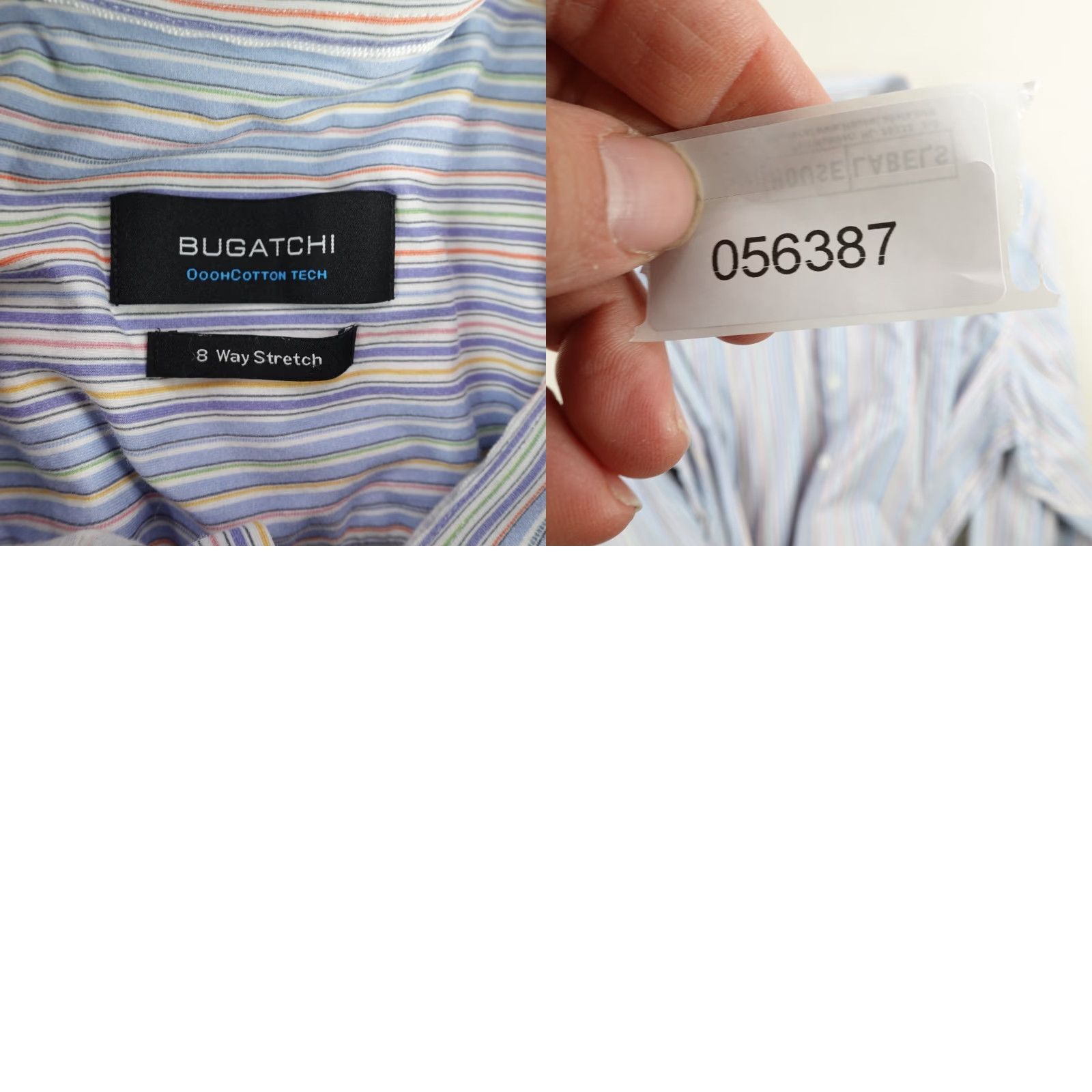 BUGATCHI BUGATCHI Shirt Mens 2XL Blue Stripes Button-Up Casual Dress Shirt 2XL Blue Striped Cotton Spandex Classic Design Mens Size US XXL / EU 58 / 5 - 8 Thumbnail