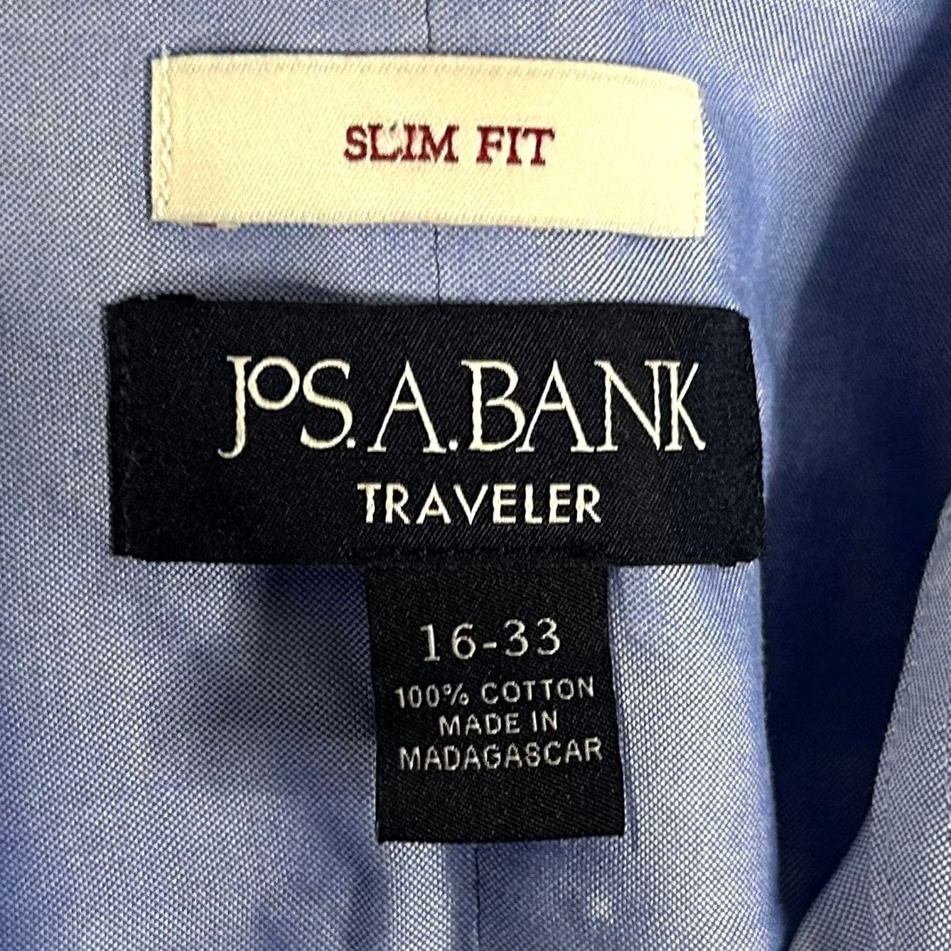 Jos. A. Bank Jos. A. Bank Slim Fit Traveler Oxford Dress Shirt Blue Non Iron Mens 16 33 Size 42R - 3 Thumbnail