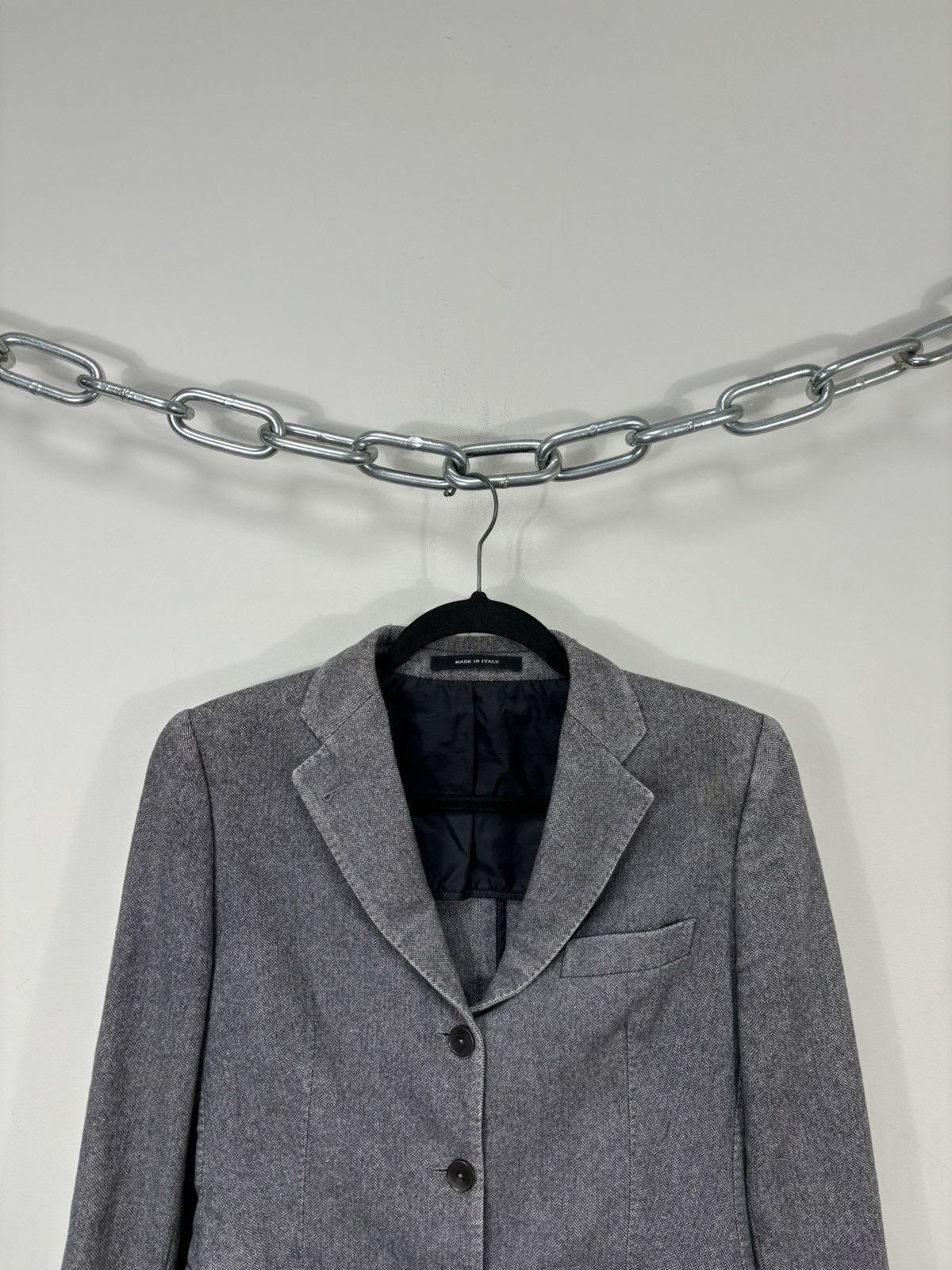 Tagliatore Tagliatore Women’s Herringbone Gray Wool Blend Blazer Jacket Size M / US 6-8 / IT 42-44 - 4 Thumbnail