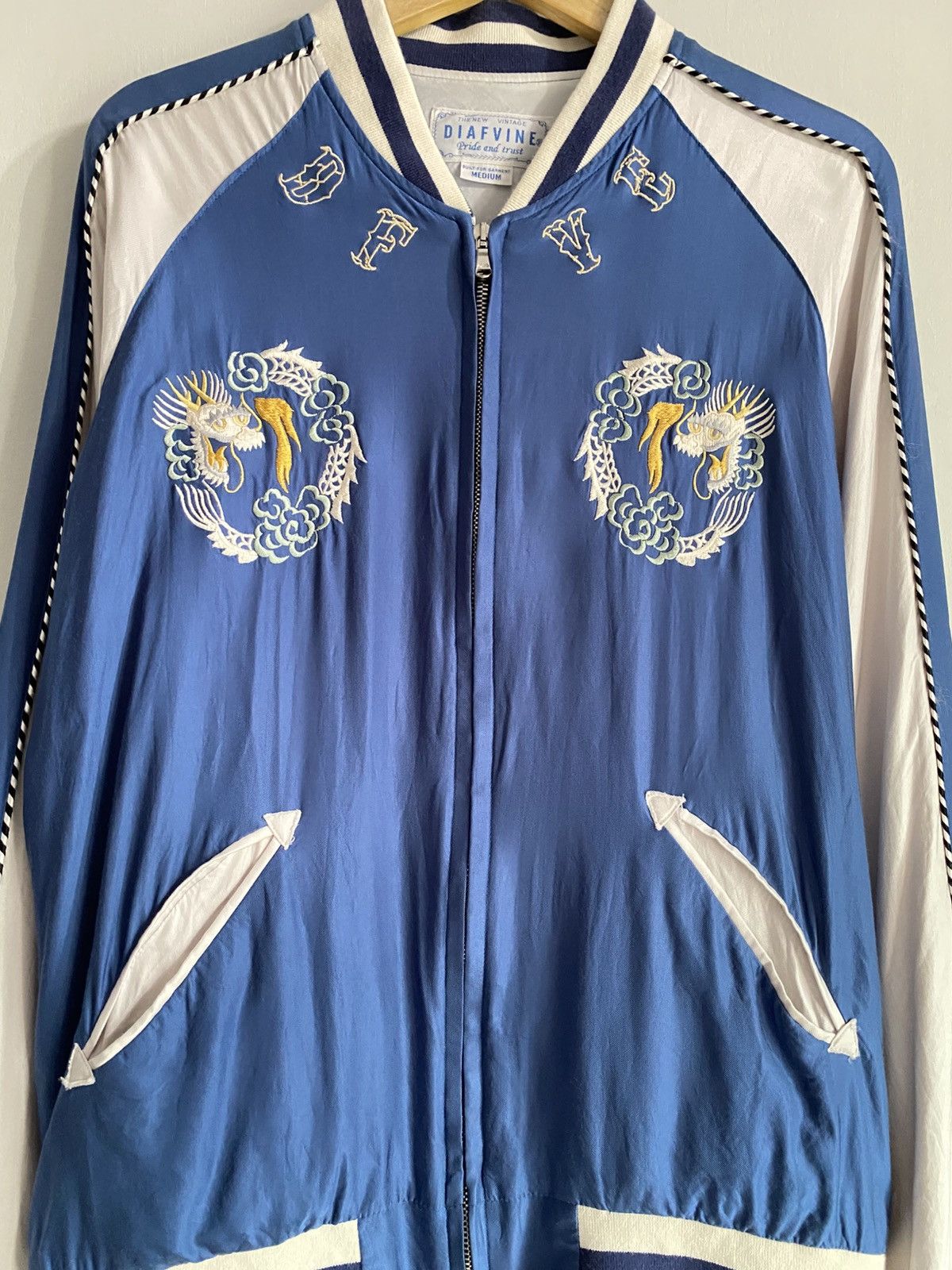 Japanese Brand Rare Vintage Sukajan Souvenir Jacket Blue / Silver Size US M / EU 48-50 / 2 - 4 Thumbnail