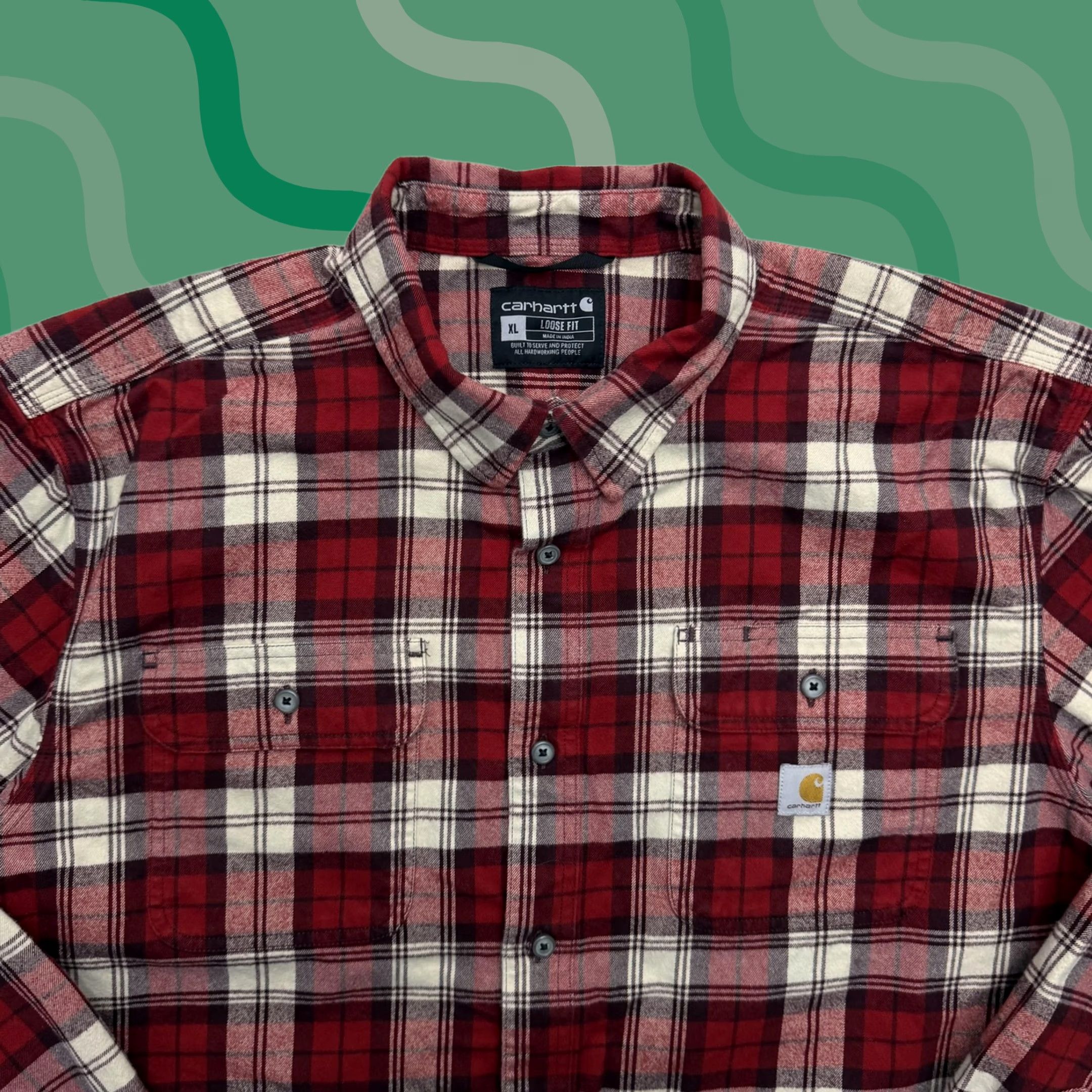 Carhartt Carhartt Flannel Shirt Shacket Mens XL Red Plaid Button Up Workwear Outdoor Size US XL / EU 56 / 4 - 1 Thumbnail