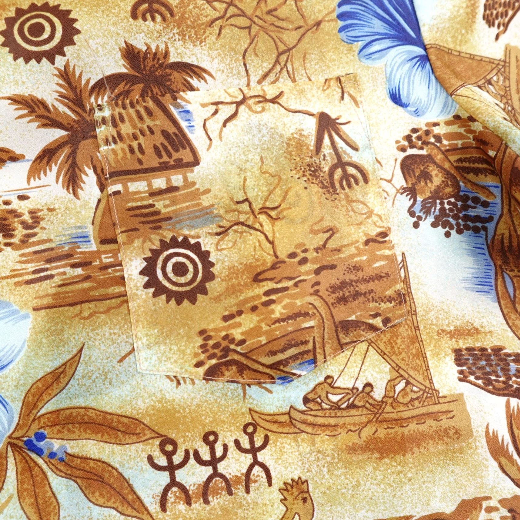 Vintage VINTAGE Waikiki Holiday Shirt Mens Large Brown Tribal Hawaiian Aloha Camp 70s Shirt Size US L / EU 52-54 / 3 - 4 Thumbnail