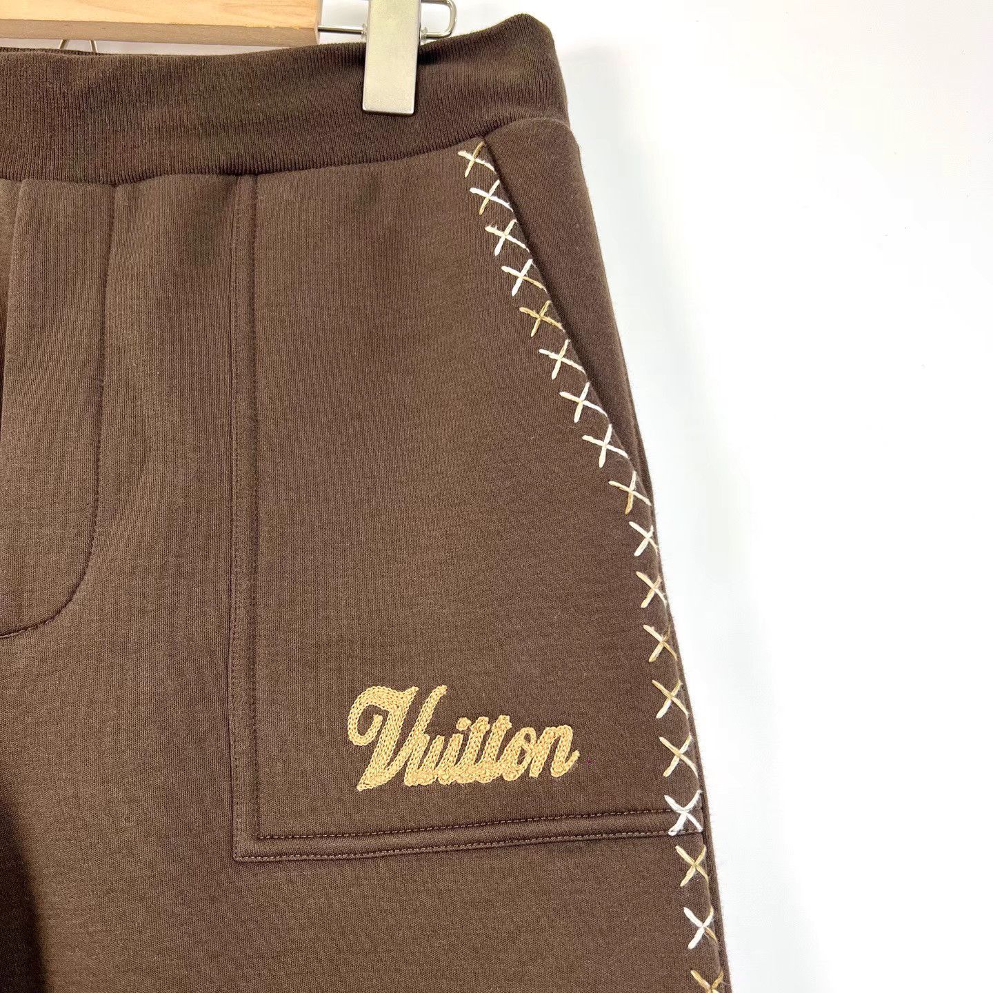 Louis Vuitton LV x Tyler Drawstring Embroidered Brown Trousers K12 Size US 33 - 4 Thumbnail