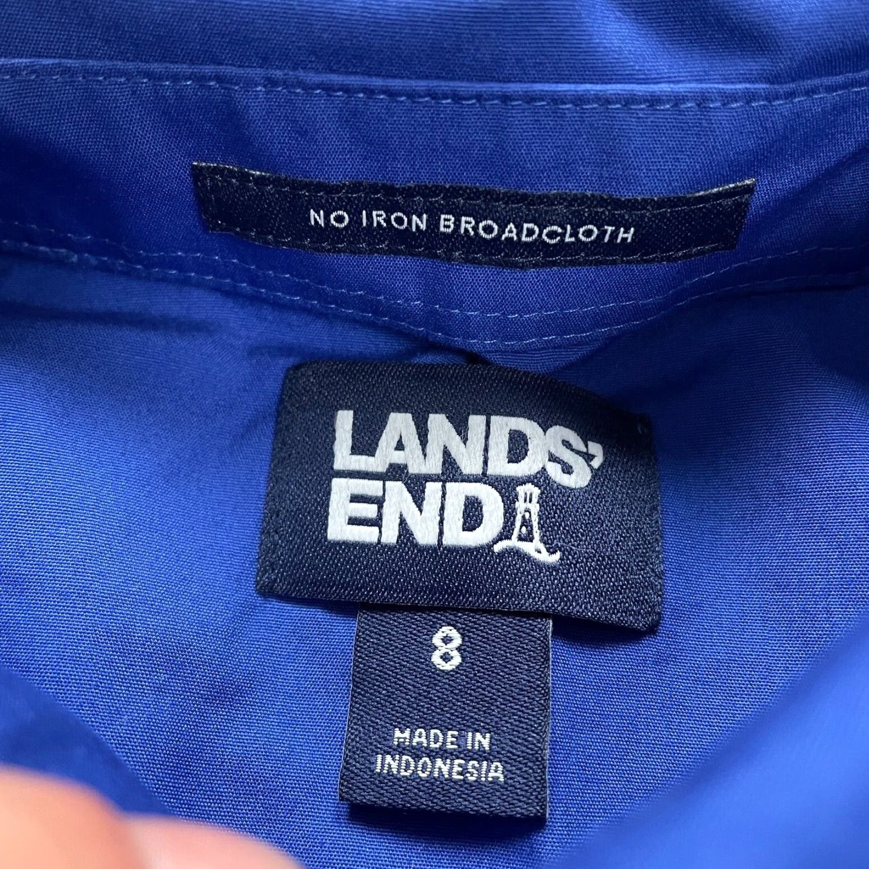 Lands' End Lands' End Women's Button-Down Dress Shirt Size 8 Cotton Long Sleeve Solid Blue Casual Office Size M / US 6-8 / IT 42-44 - 5 Thumbnail