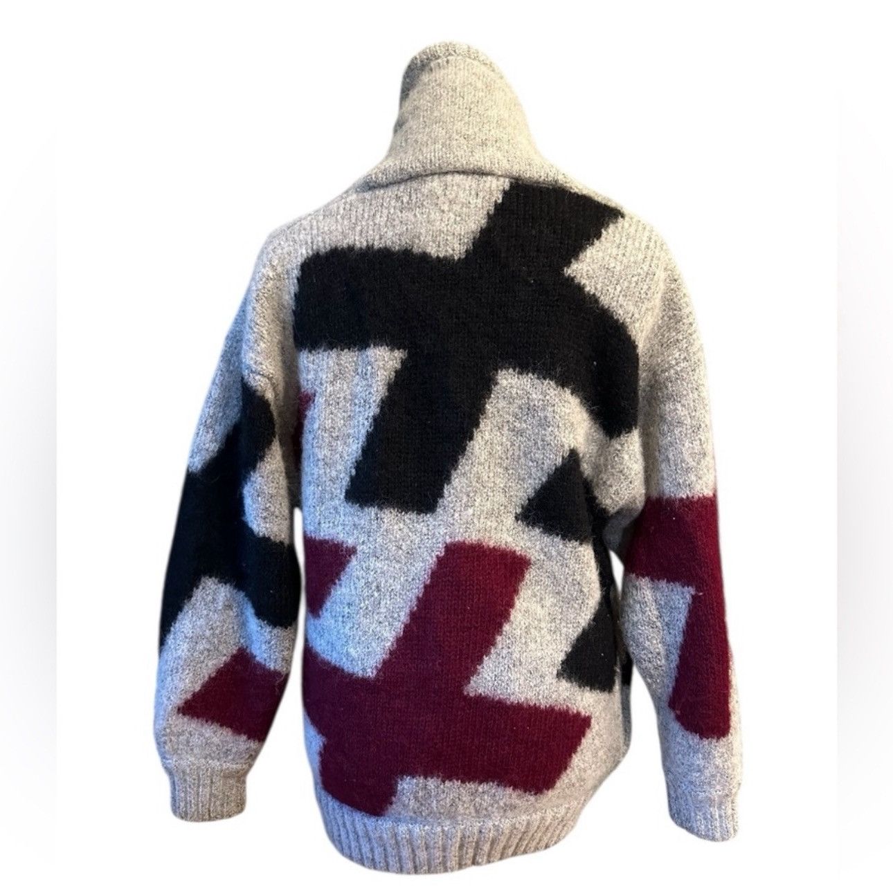 Other VTG Greg Adams Red Black Cross Gray Mohair Cardigan Sweater Size US M / EU 48-50 / 2 - 3 Thumbnail