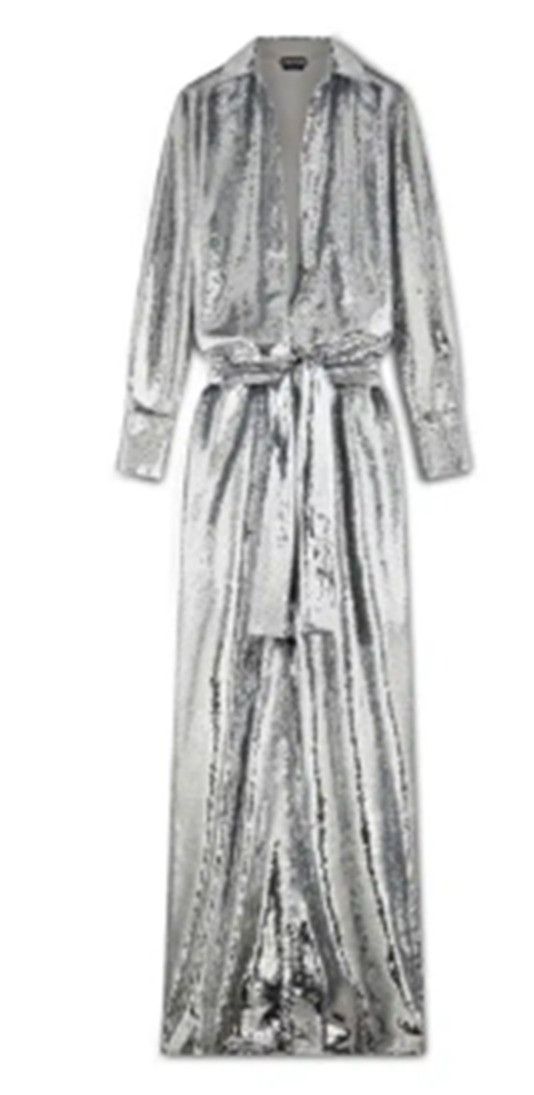 Tom Ford o1loc1c1224 AB3072 Liquid Sequin Gown in Silver Size XL / US 12-14 / IT 48-50 - 6 Thumbnail