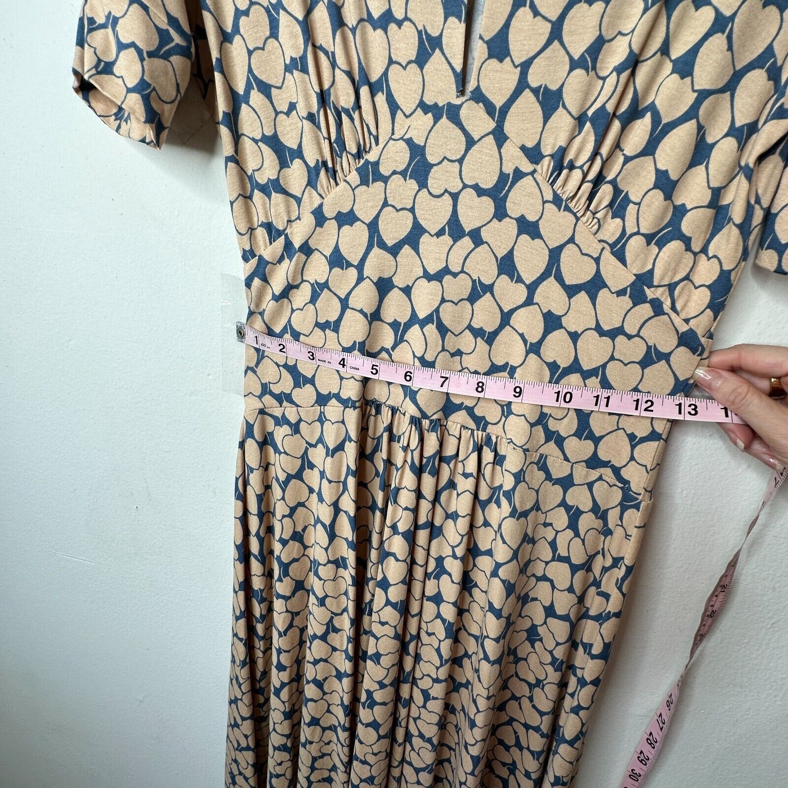 Anthropologie Maria Bonita Extra Blue Tan Heart Keyhole Front Maxi Dress M Size M / US 6-8 / IT 42-44 - 13 Thumbnail