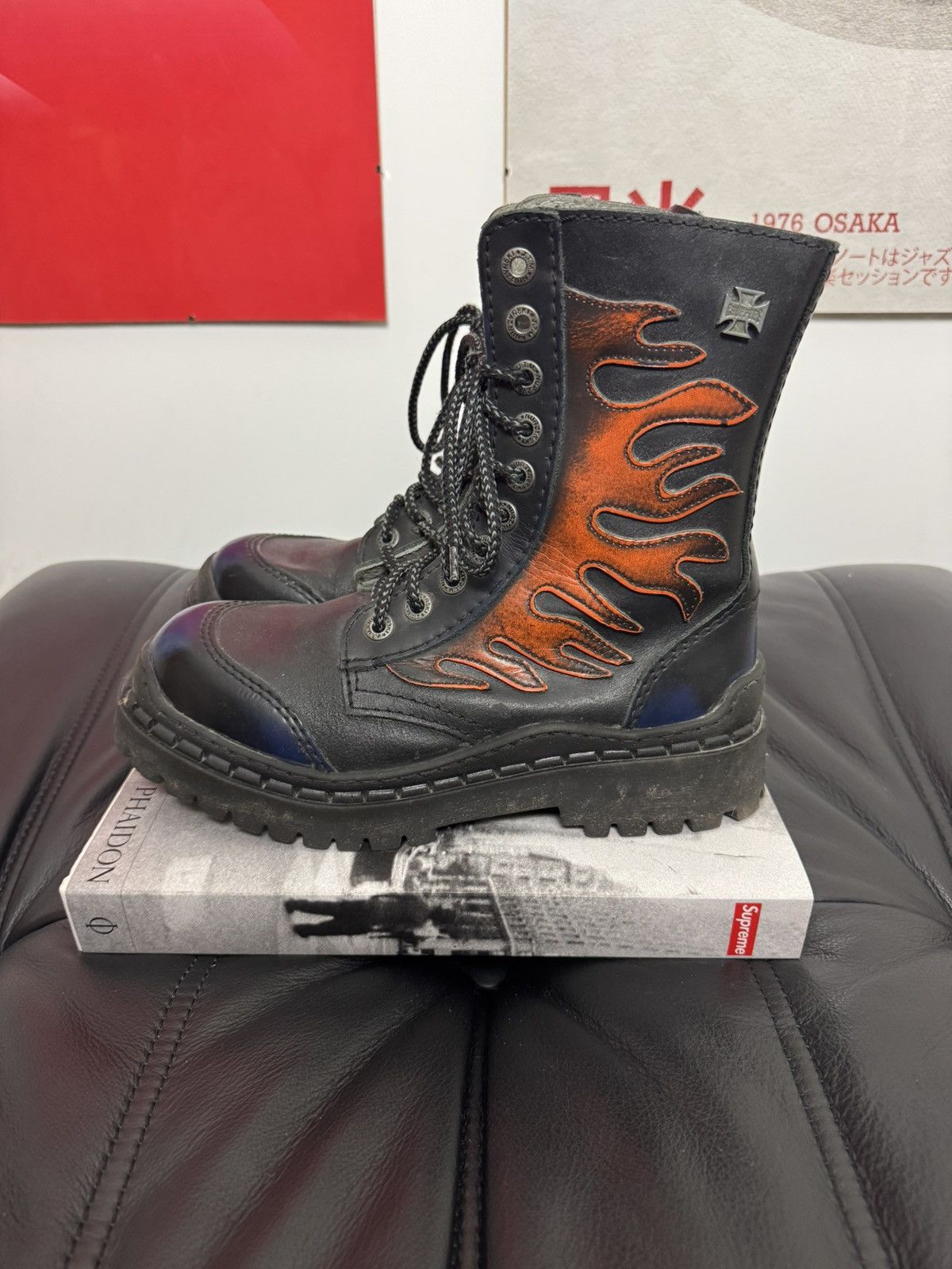 West Coast Choppers Vintage West Coast Choppers 90s Leather Derby Hi Boots Flame Size US 7 / EU 40 - 4 Thumbnail