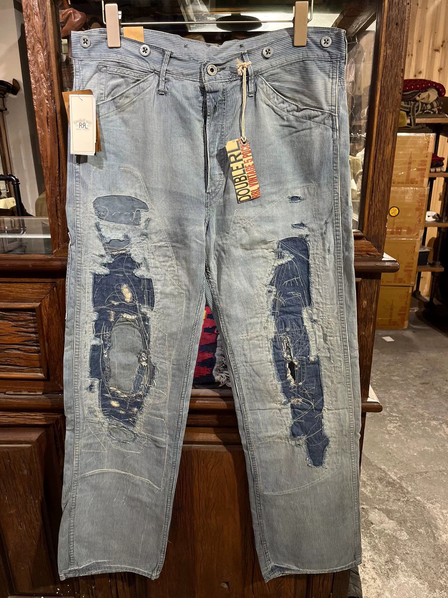 RRL Ralph Lauren distressed striped casual pants by Ralph Lauren Size US 32 / EU 48 - 1 Thumbnail