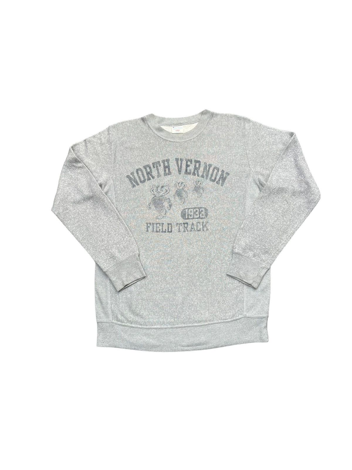 image of Champion North Vernon Field Track Crewneck in Grey, Men's (Size Medium)