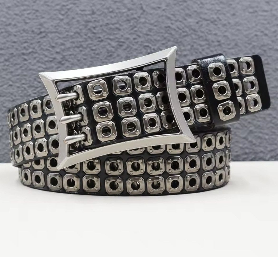 Jewelry Punk Rivet Three-pin buckle Belt Size ONE SIZE - 1 Thumbnail