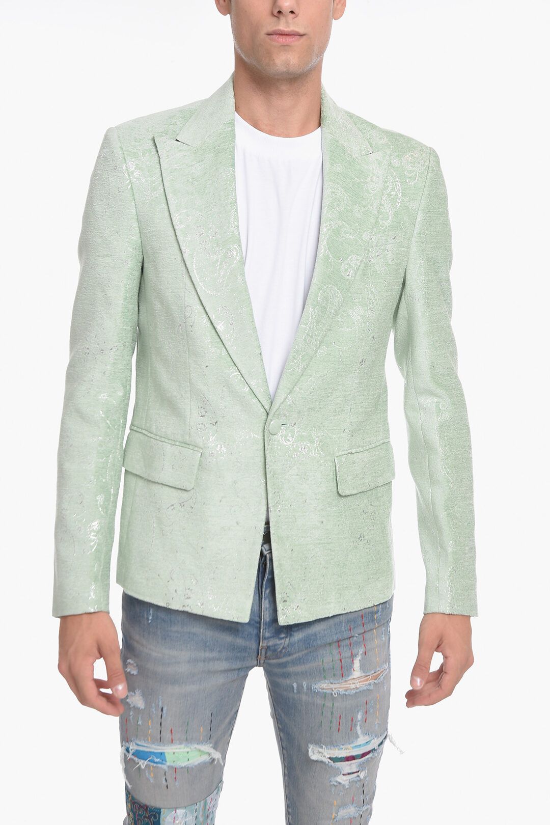 image of Amiri Og1Mm1223 Blazer In Green, Men's (Size Medium)