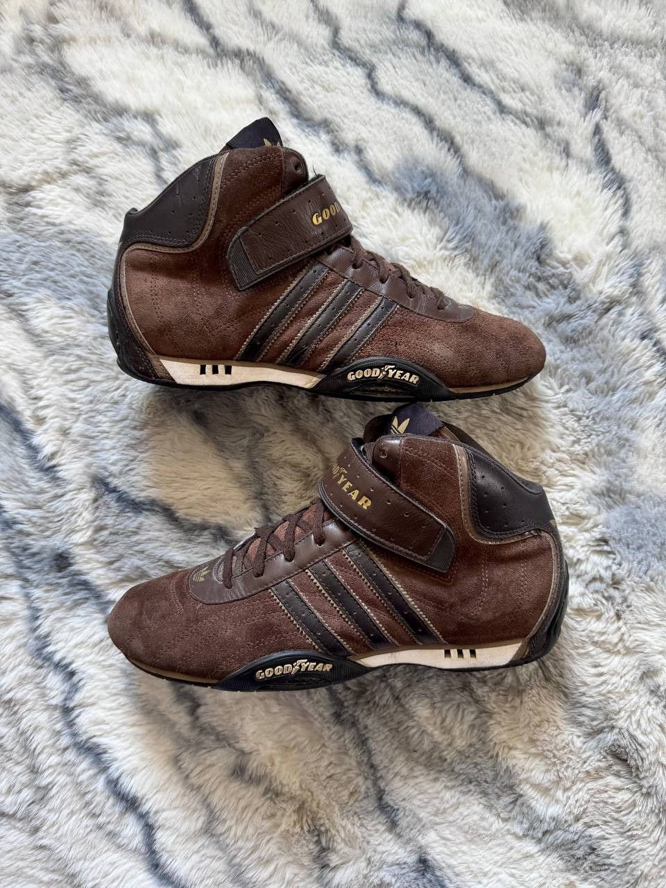 Adidas Vintage Adidas Goodyear Brown Hi-Top Sneakers RARE Size US 9 / EU 42 - 1 Thumbnail