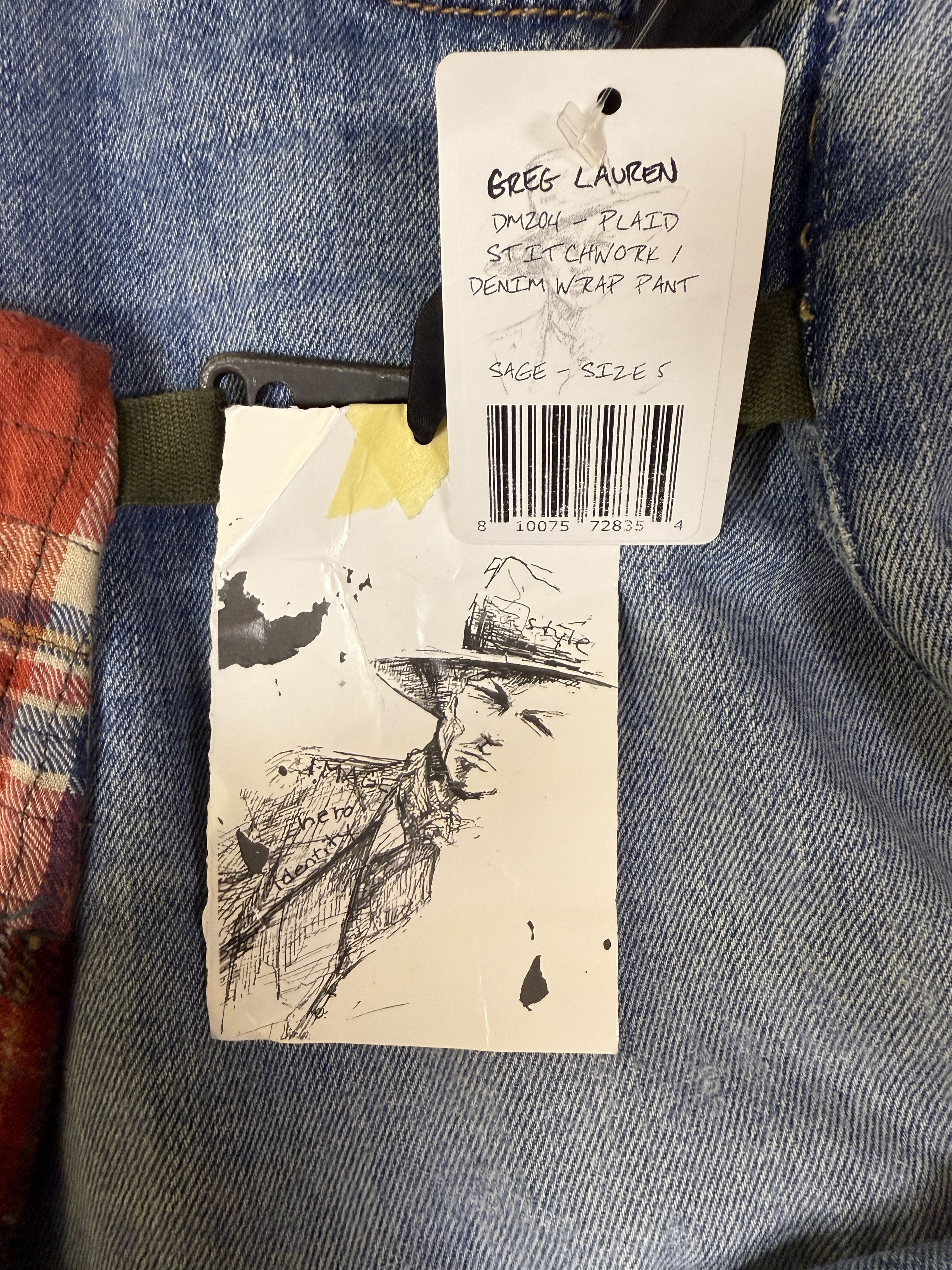 Greg Lauren Greg Lauren Plaid Stitchwork Denim Wrap Pant Size US 38 / EU 54 - 8 Thumbnail