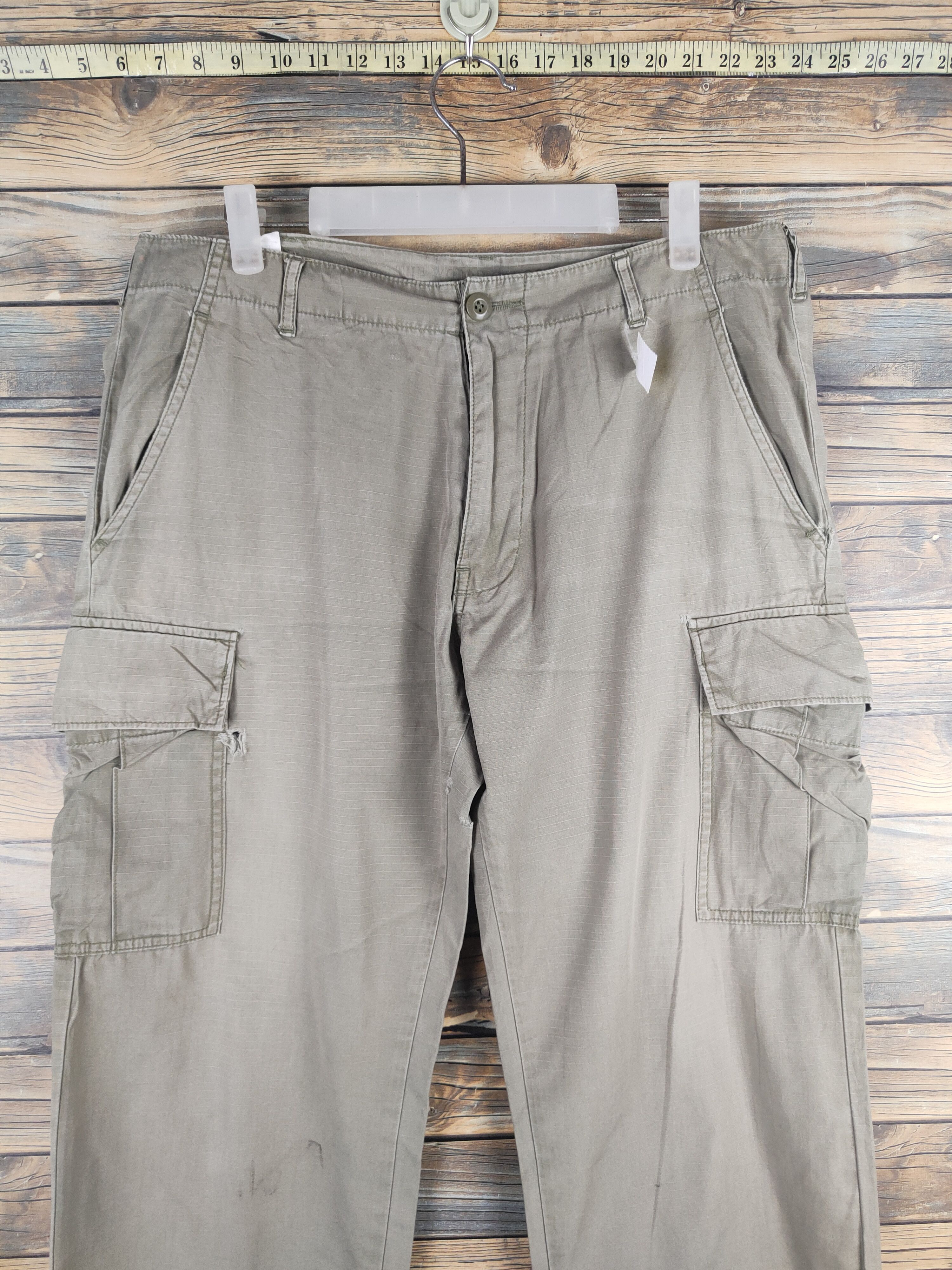 Japanese Brand DL Back Number Olive Faded Multipocket Cargo Pants #46-227T Size US 34 / EU 50 - 2 Thumbnail